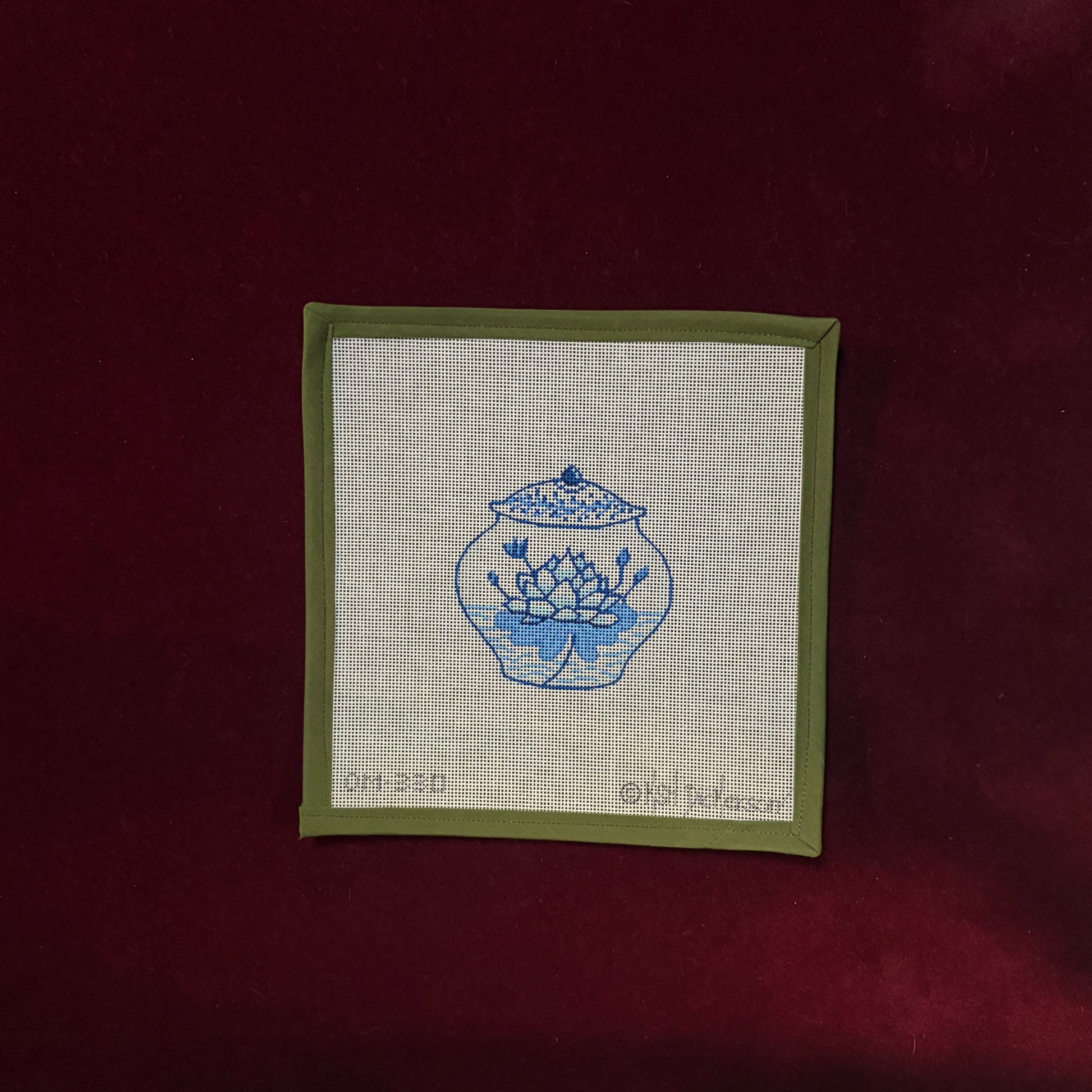 Mini Chinese Vase - Short Blue & white with Lotus Flower-Canvas-Kate Dickerson-The Pepper Pot