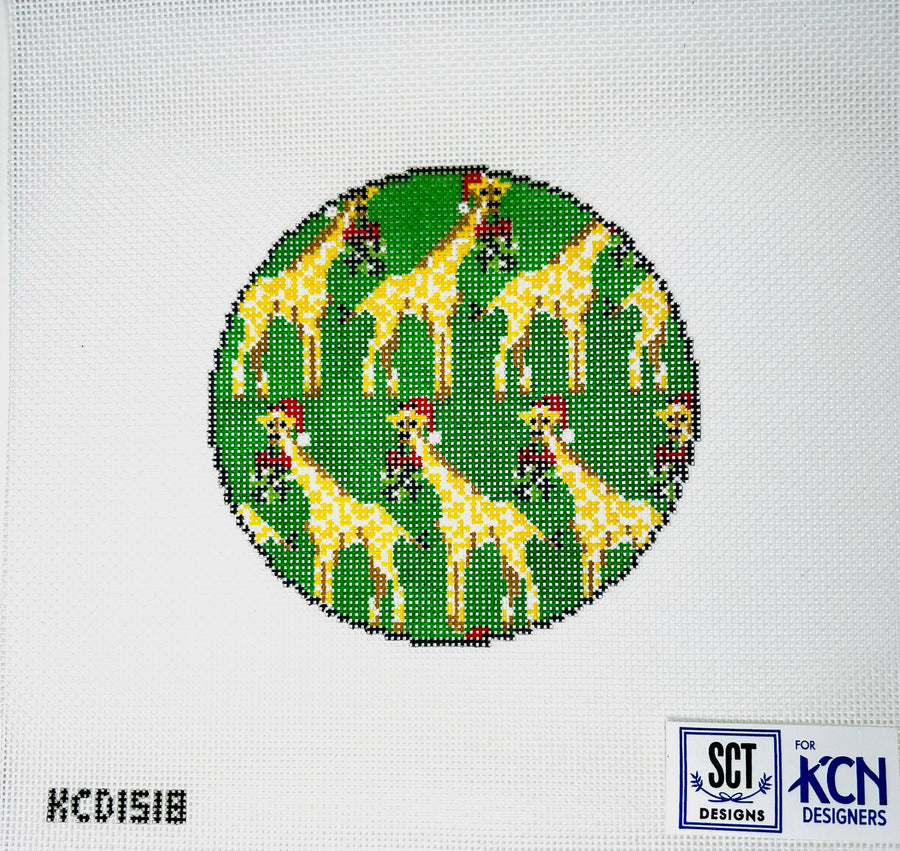 Mini Griaffe Round August Trunk Show-Needlepoint Canvas-KCN Designers-The Pepper Pot Barrington, IL