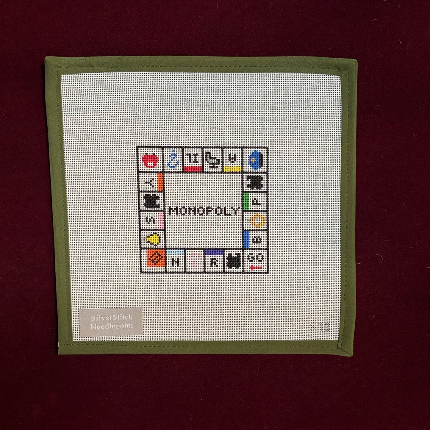 Mini Monopoly-Needlepoint Canvas-Silverstitch Needlepoint-The Pepper Pot Barrington, IL