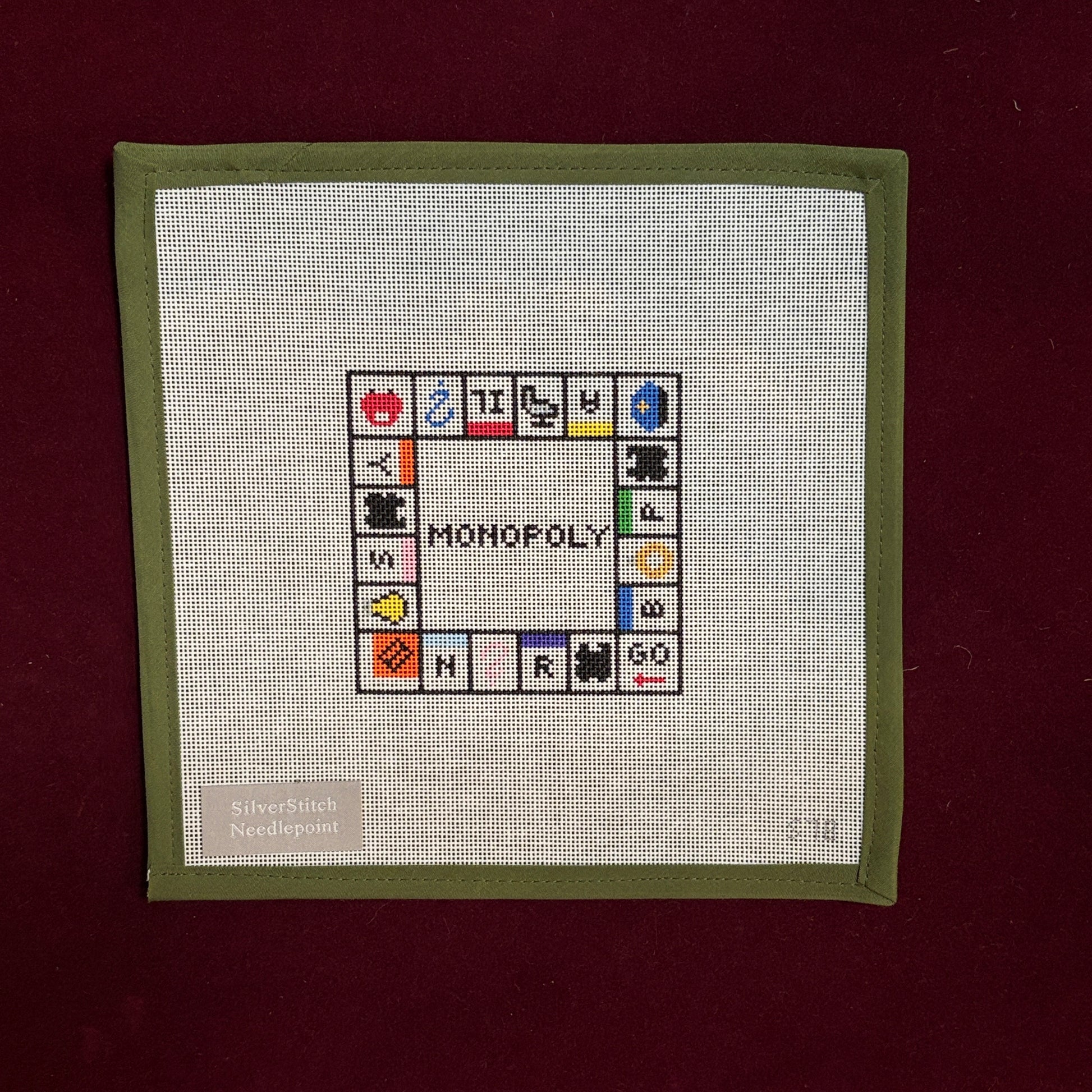 Mini Monopoly-Needlepoint Canvas-Silverstitch Needlepoint-The Pepper Pot Barrington, IL