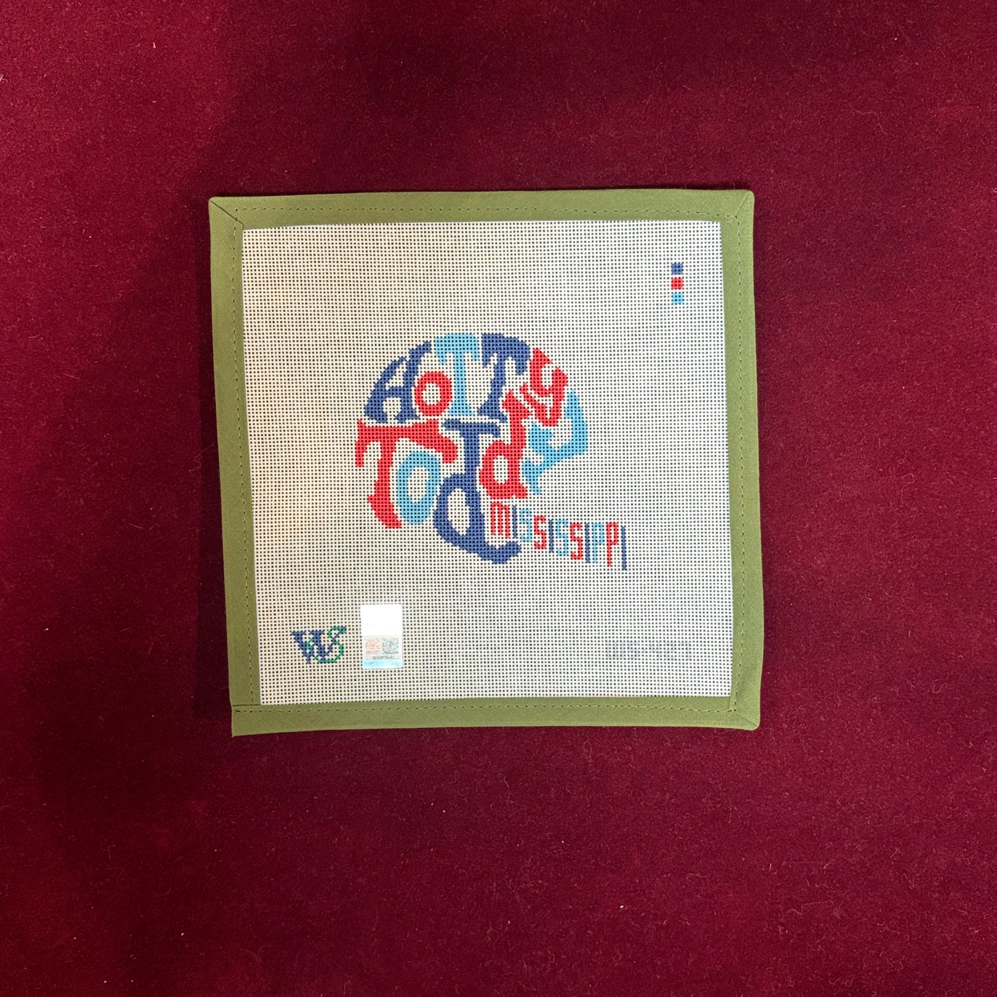 Mississippi Helmet-Needlepoint Canvas-Wipstitch-The Pepper Pot Barrington, IL
