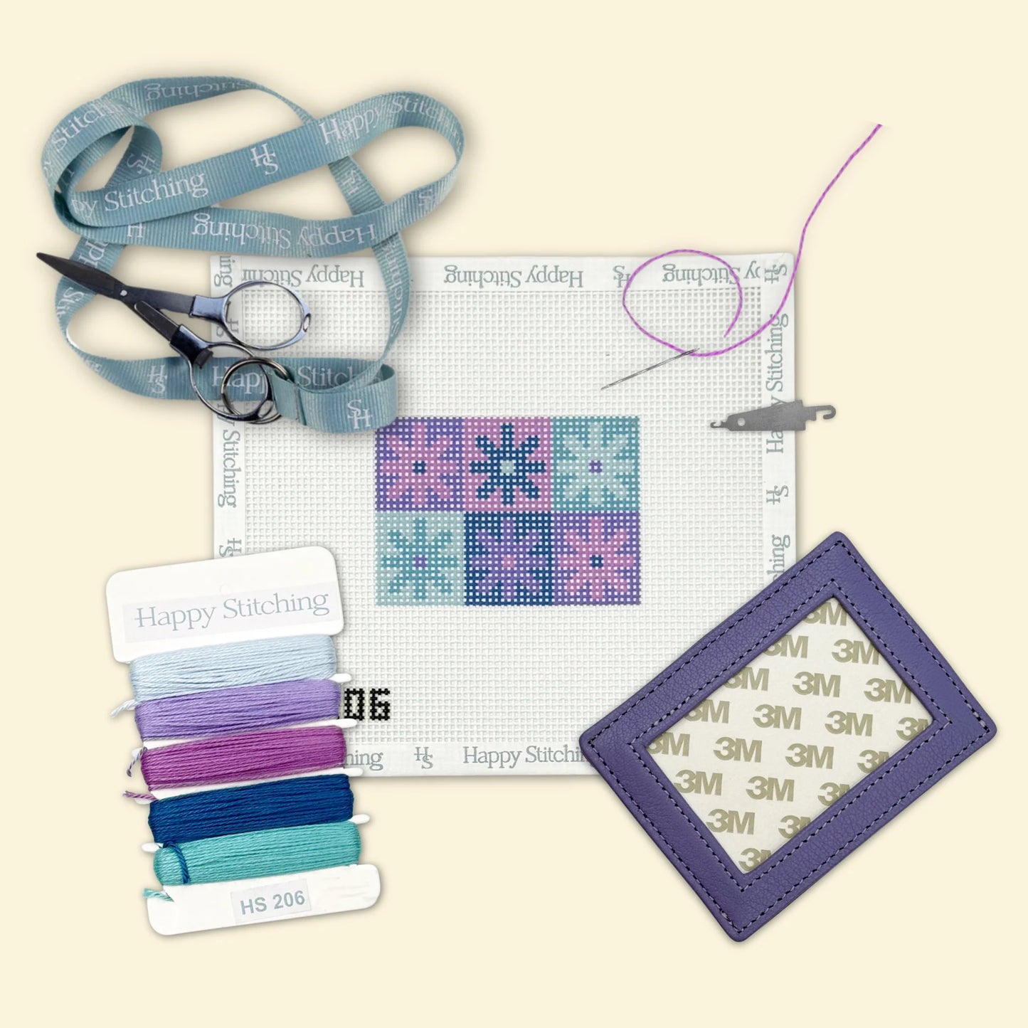 Needlepoint Self finishing Floral Card Wallet