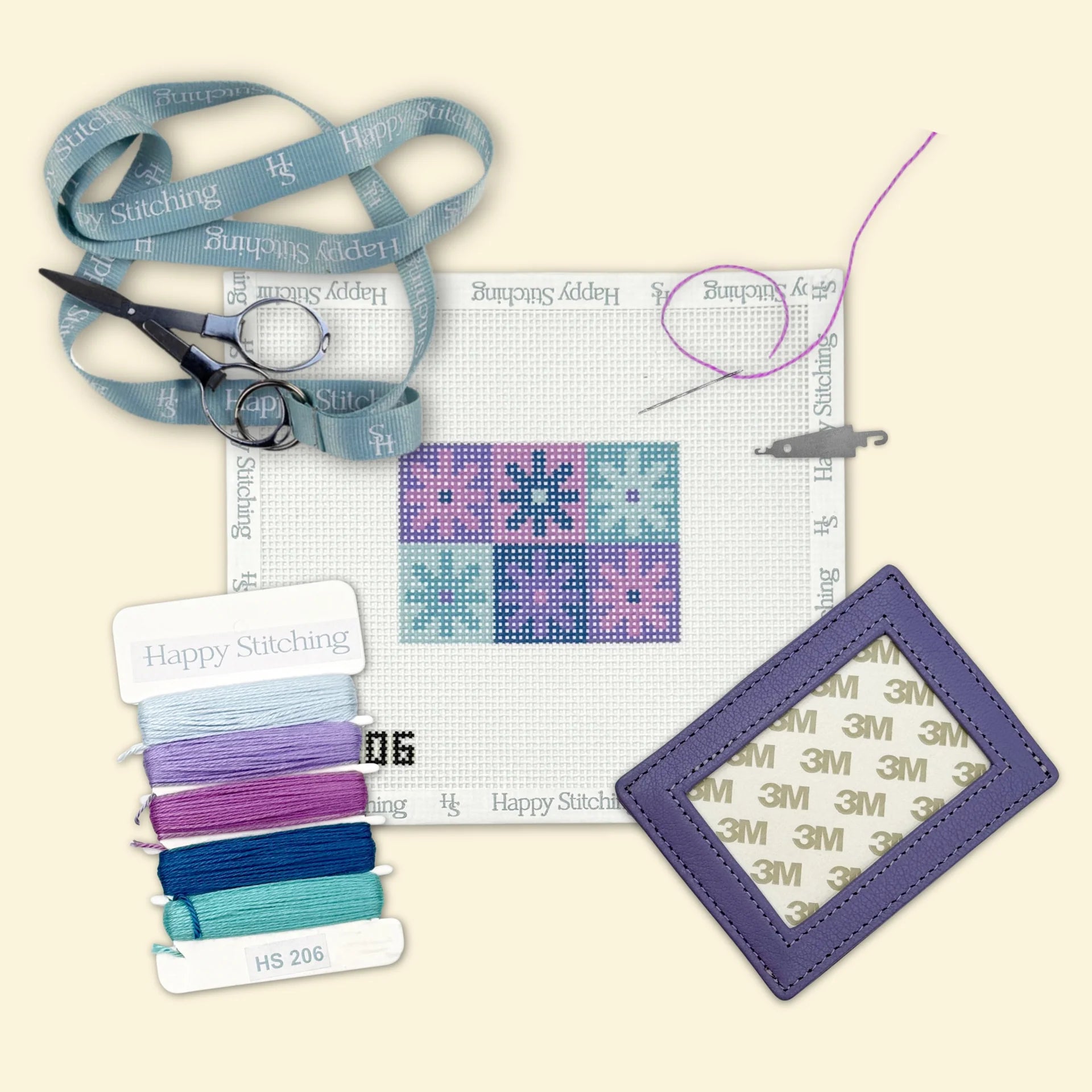 Needlepoint Self finishing Floral Card Wallet