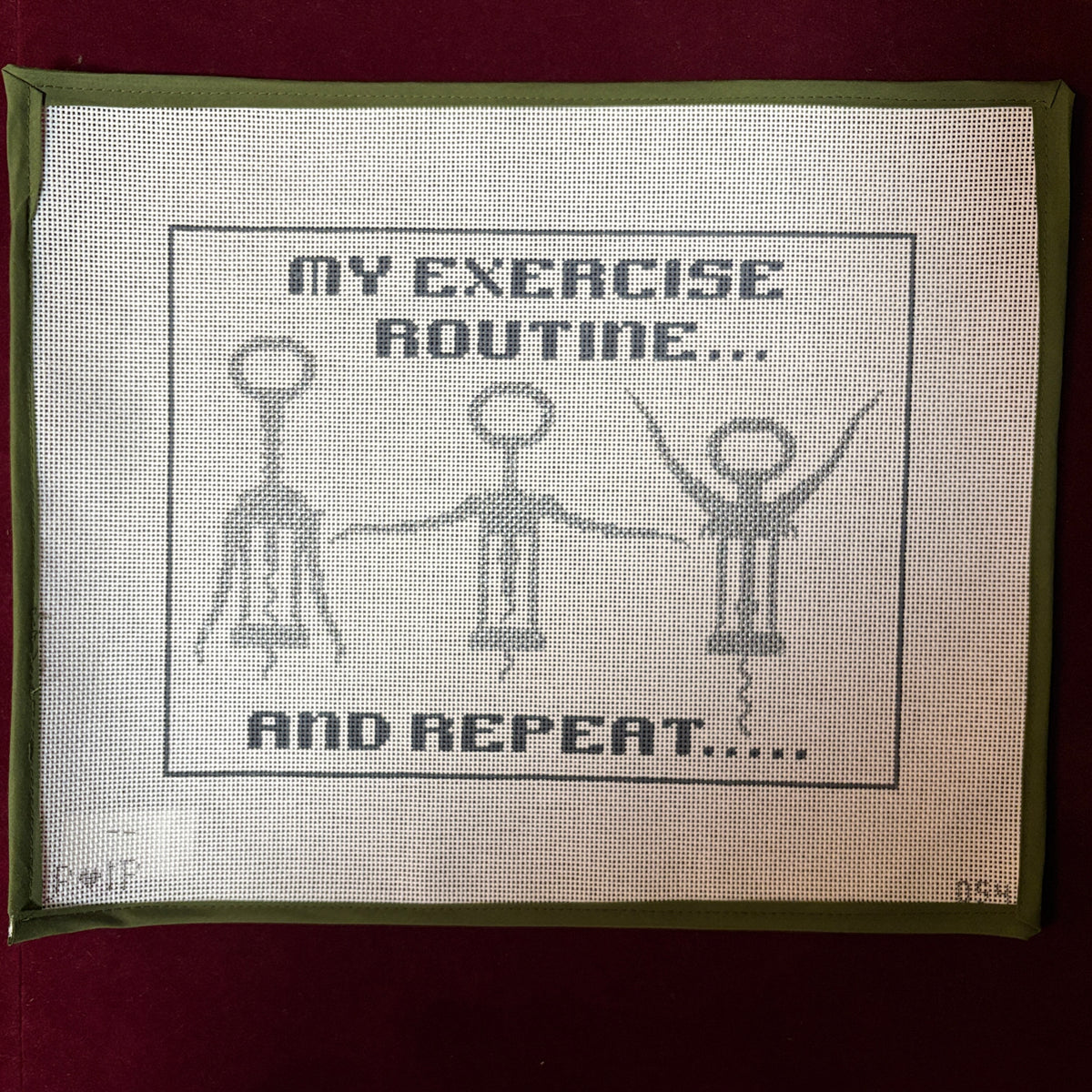 My Exercise Routine-Needlepoint Canvas-CBK Needlepoint Collections-The Pepper Pot Barrington, IL