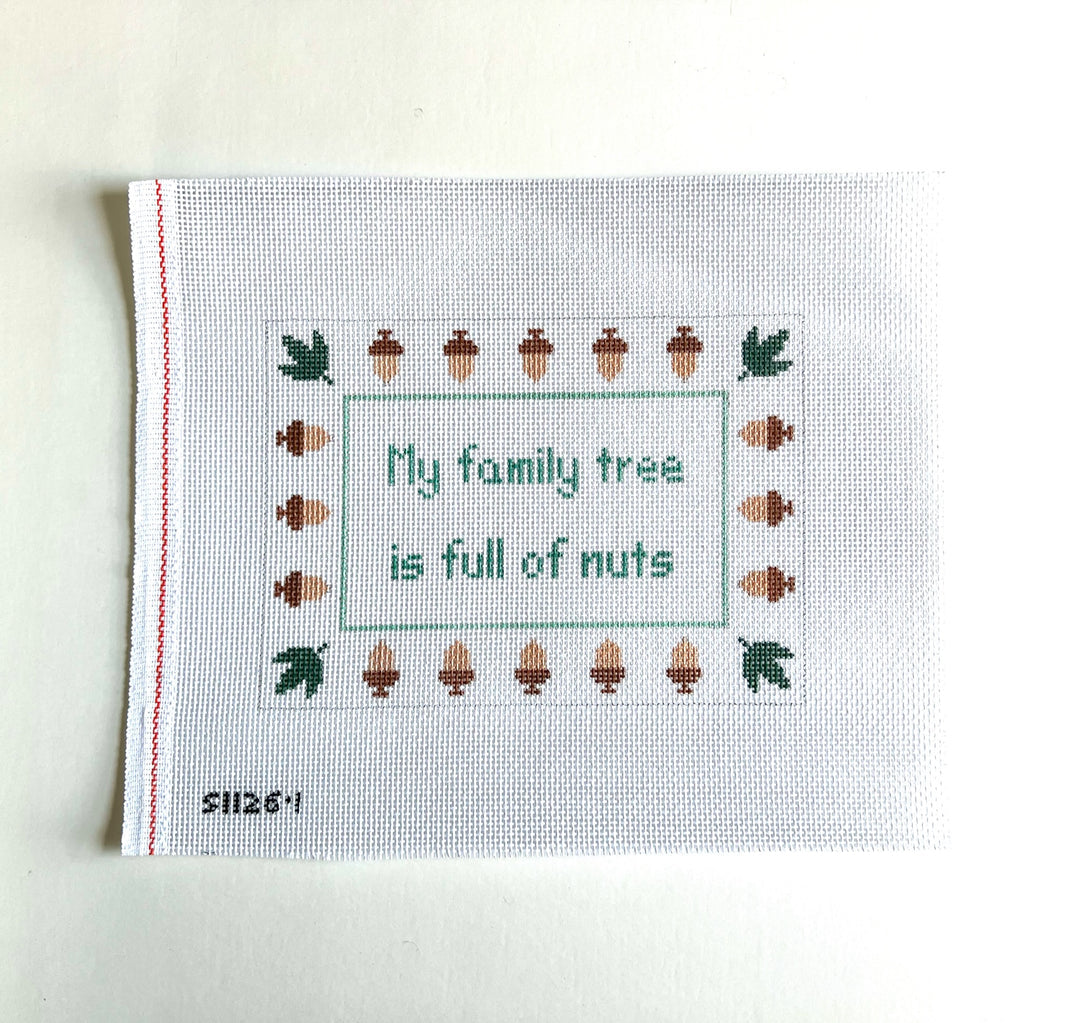 My Family Tree is Full of Nuts August Trunk Show-Needlepoint Canvas-KCN Designers-The Pepper Pot Barrington, IL