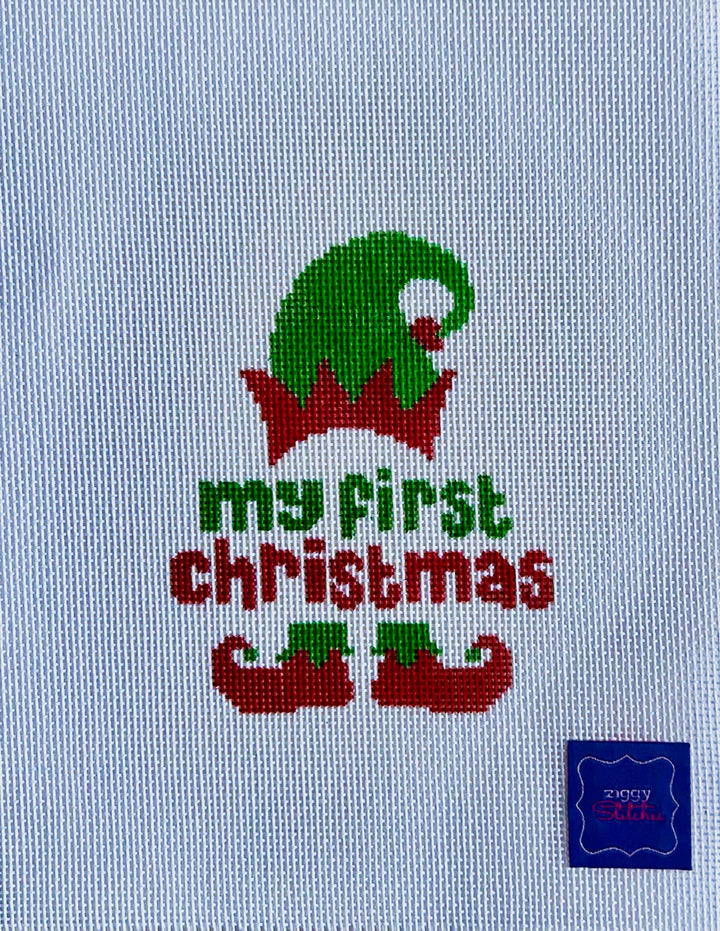 My First Christmas Elf August Trunk Show-Needlepoint Canvas-KCN Designers-The Pepper Pot Barrington, IL