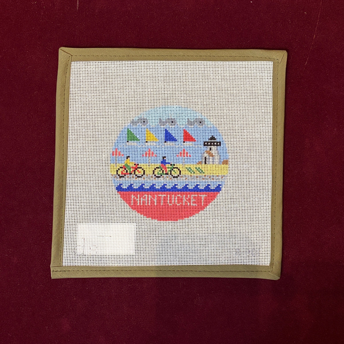 Nantucket, MA Round-Needlepoint Canvas-Doolittle Stitchery-The Pepper Pot Barrington, IL