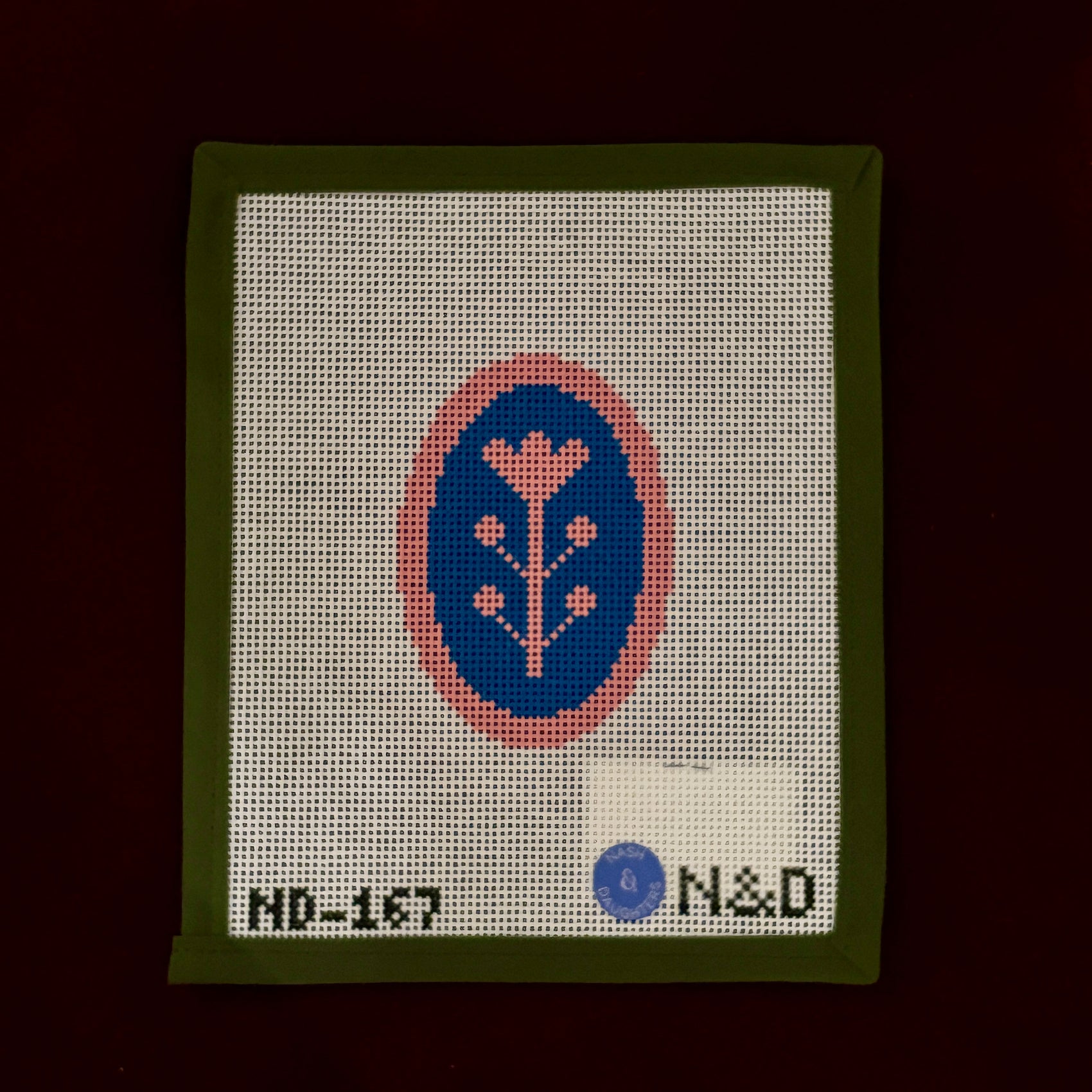 Navy & Pink Block Flower-Needlepoint Canvas-Nash and Daughters-The Pepper Pot Barrington, IL