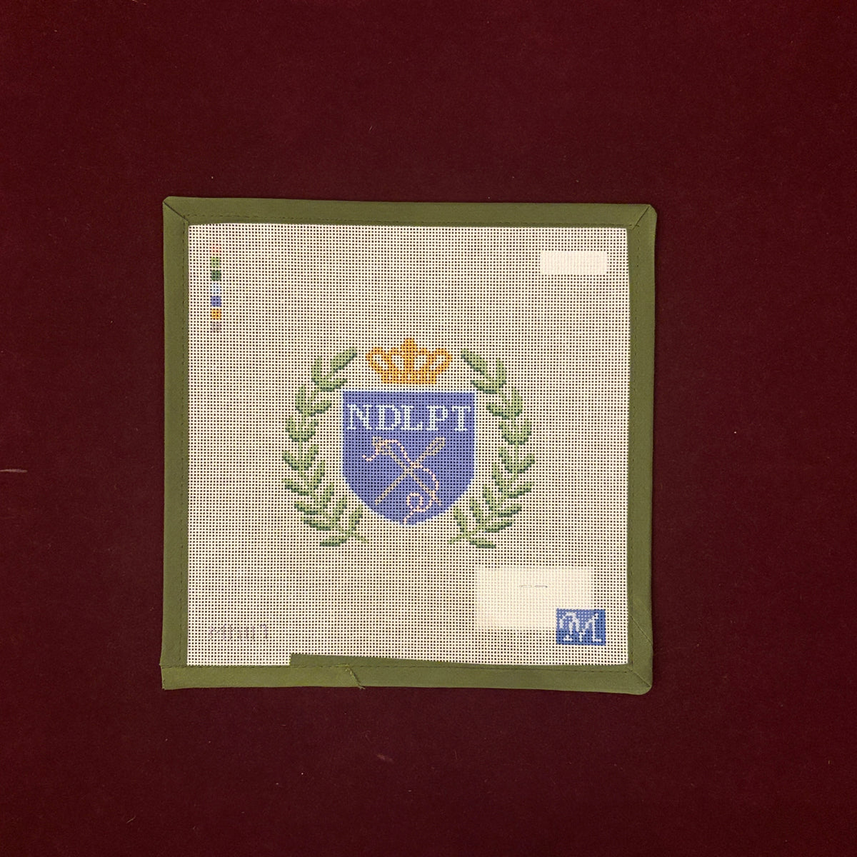 NDLPT Badge-Needlepoint Canvas-Maura Nolan Designs-The Pepper Pot Barrington, IL