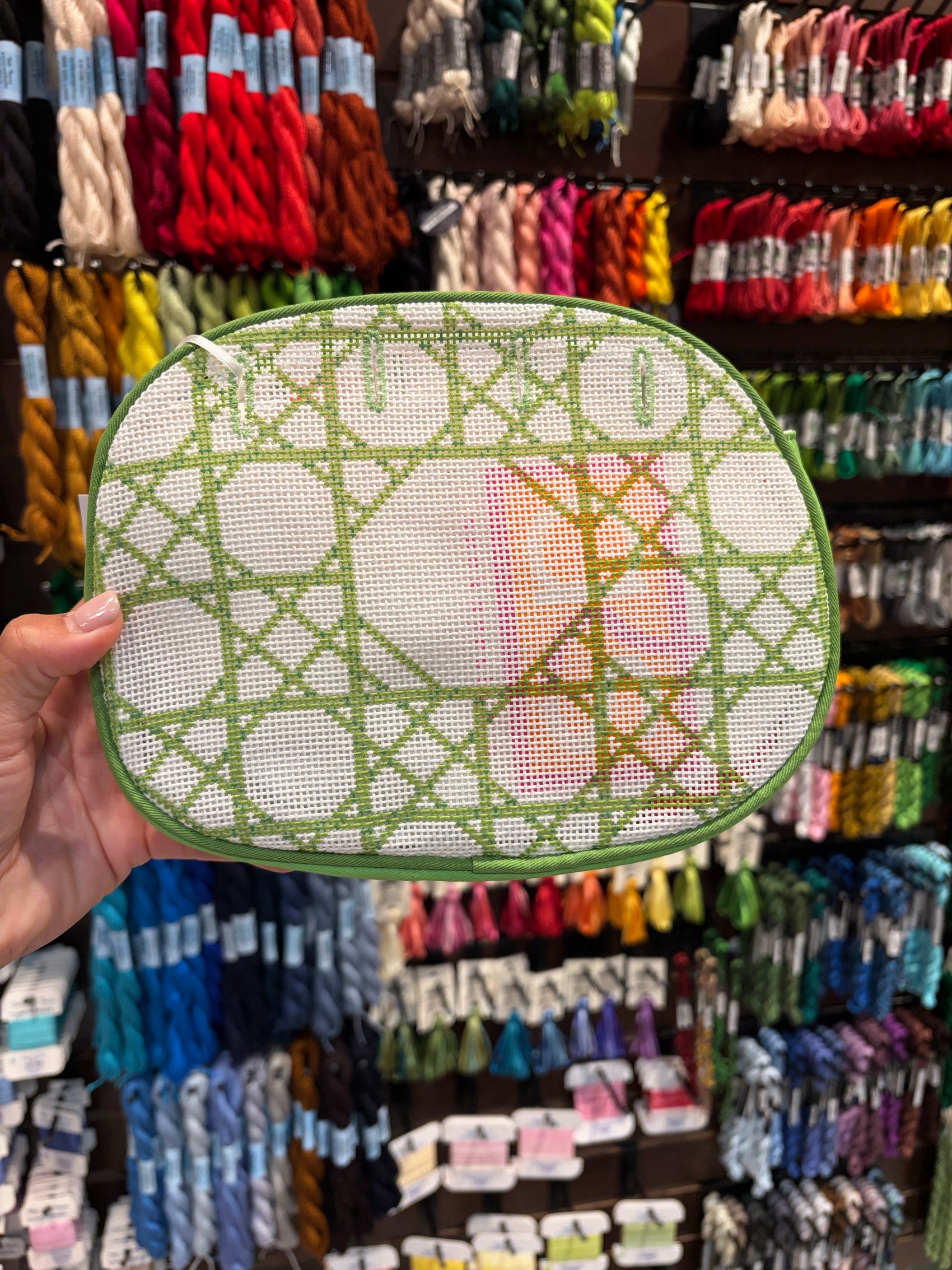 Needlepoint Bermuda Bag Cover - Caning and Handles-Needlepoint Canvas-Ann Kaye Studio-The Pepper Pot Barrington, IL