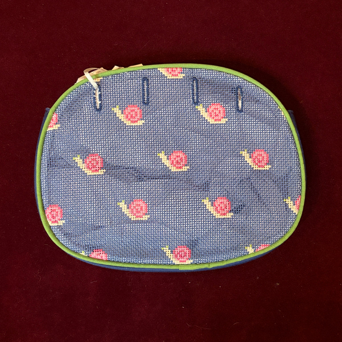 Needlepoint Bermuda Bag Cover-Needlepoint Canvas-Ann Kaye Studio-Snail with Navy Background-The Pepper Pot Barrington, IL