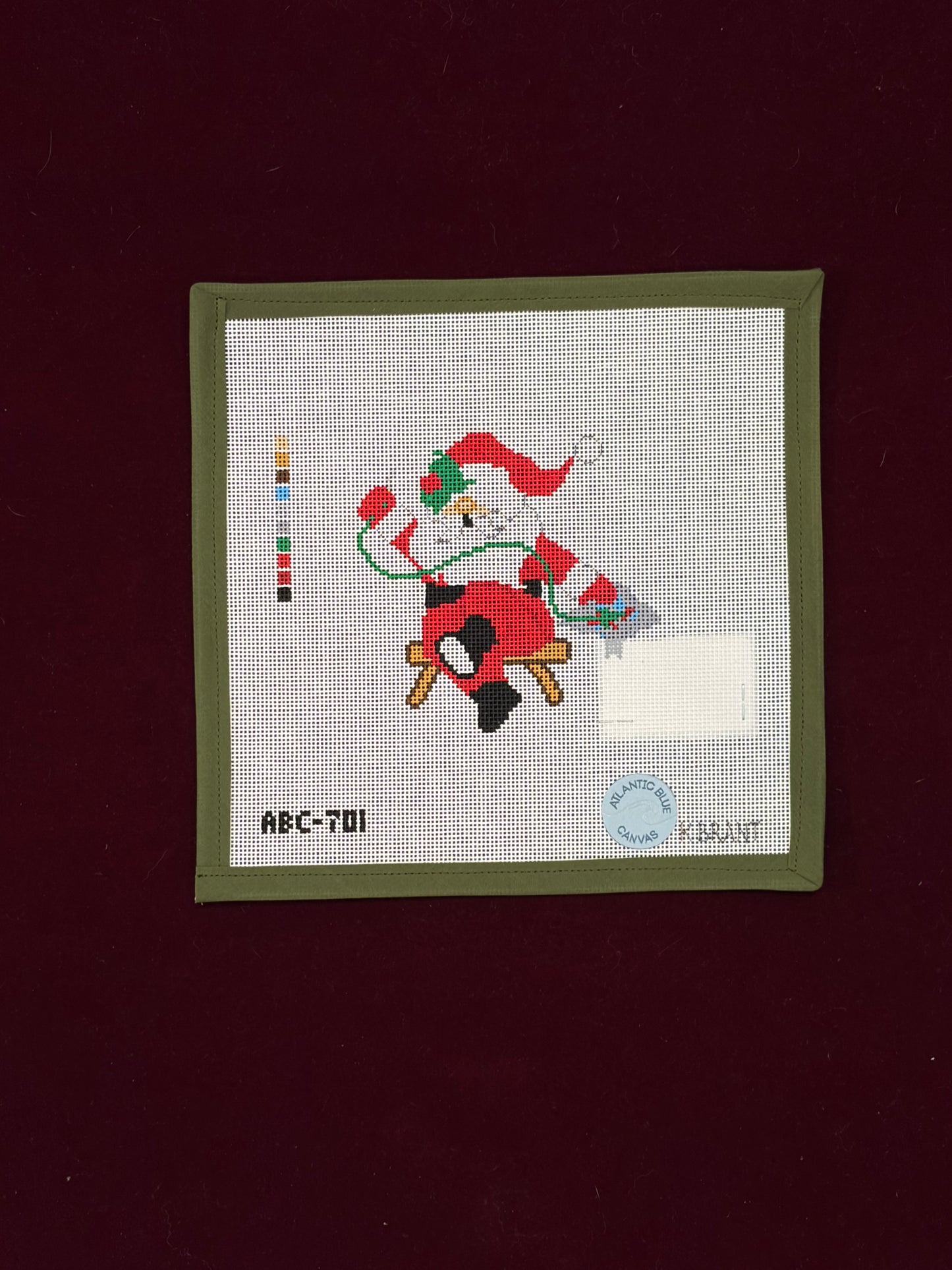 Needlepointing Santa-Canvas-Atlantic Blue Canvas-The Pepper Pot
