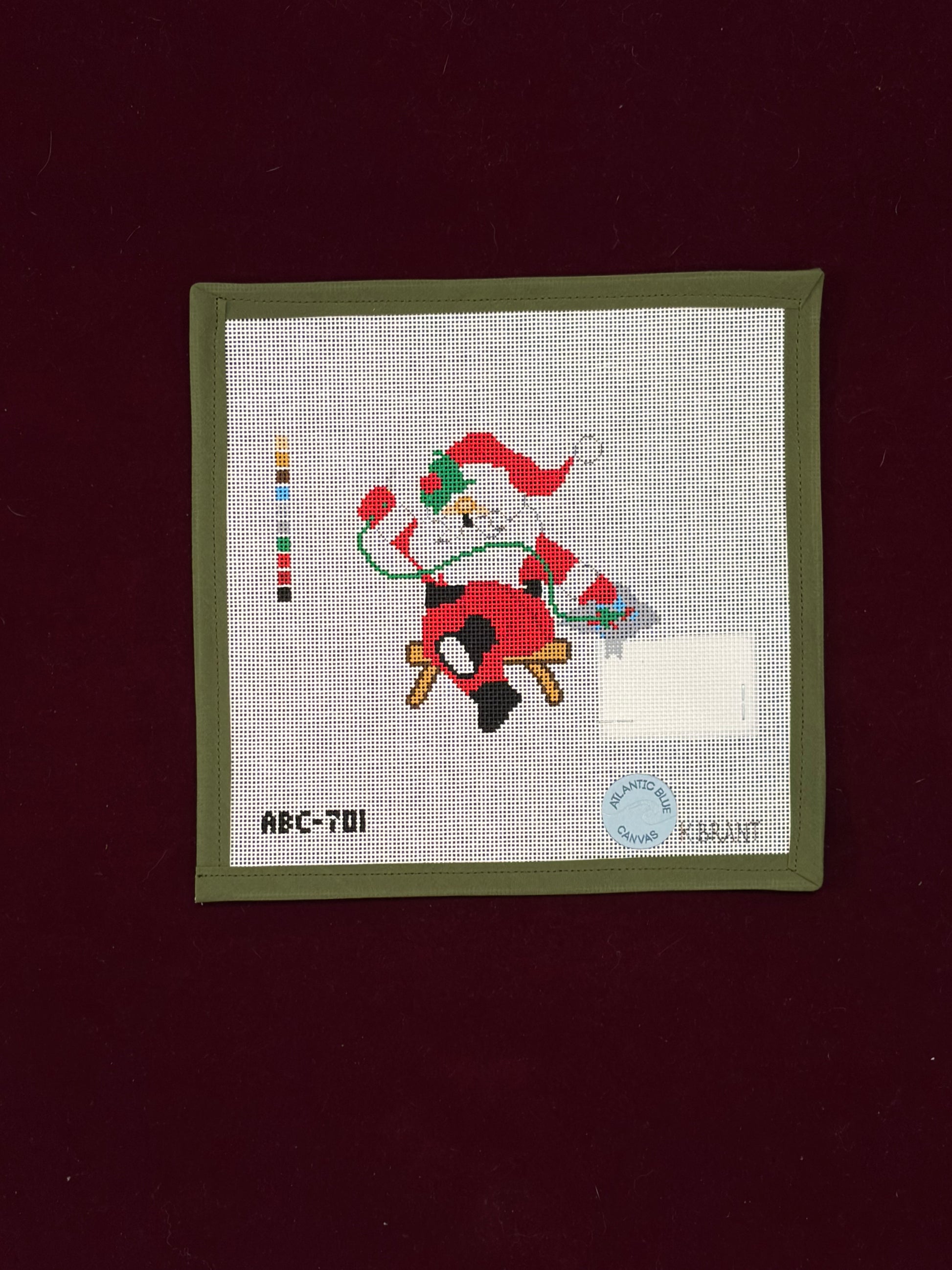Needlepointing Santa-Canvas-Atlantic Blue Canvas-The Pepper Pot