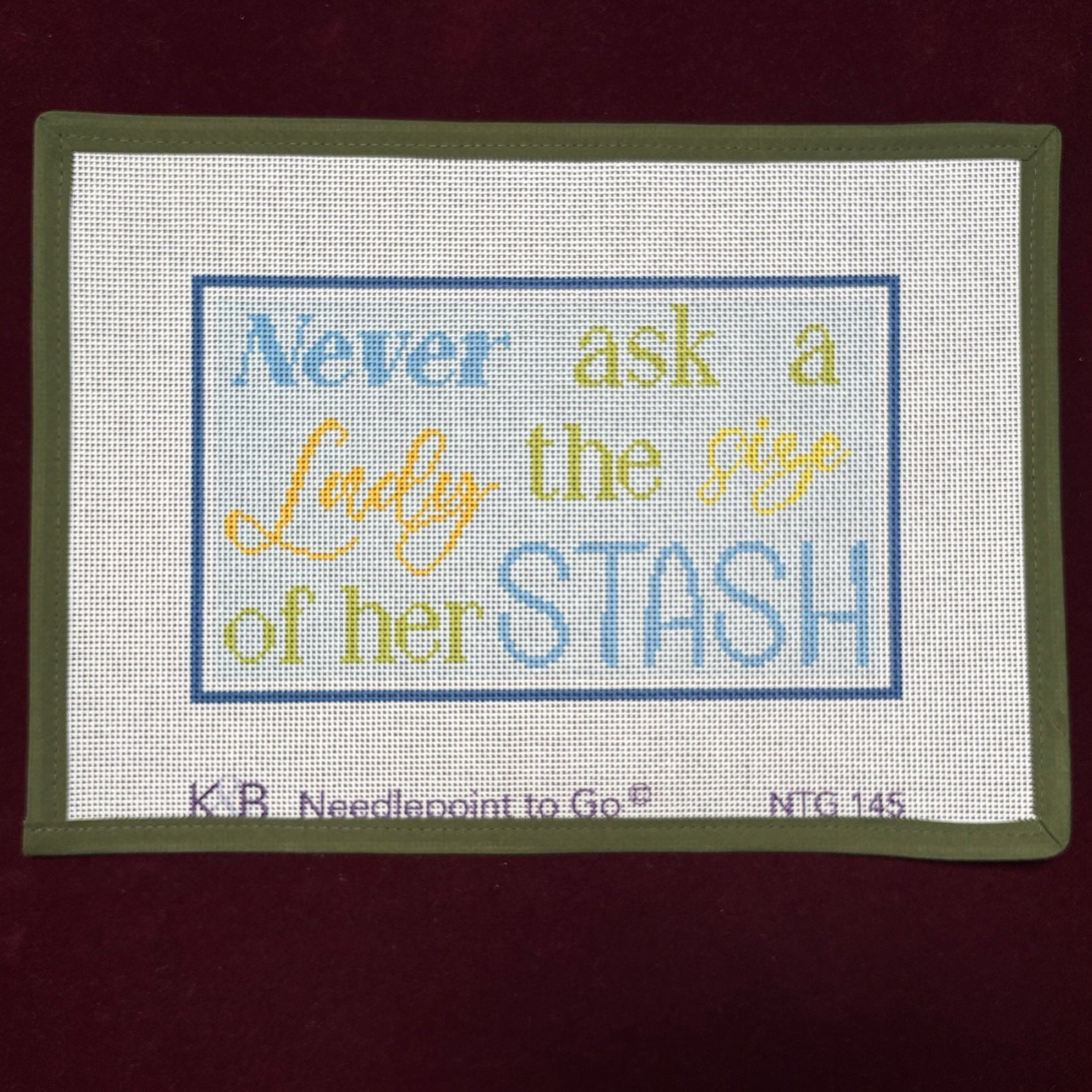 Never Ask a Lady the Size of Her Stash-Needlepoint Canvas-Bradley Needlepoint-The Pepper Pot Barrington, IL