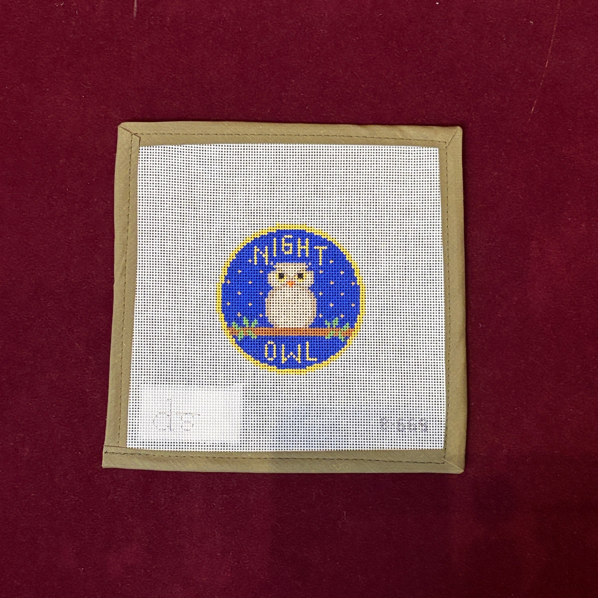 Night Owl Badge-Needlepoint Canvas-Doolittle Stitchery-The Pepper Pot Barrington, IL