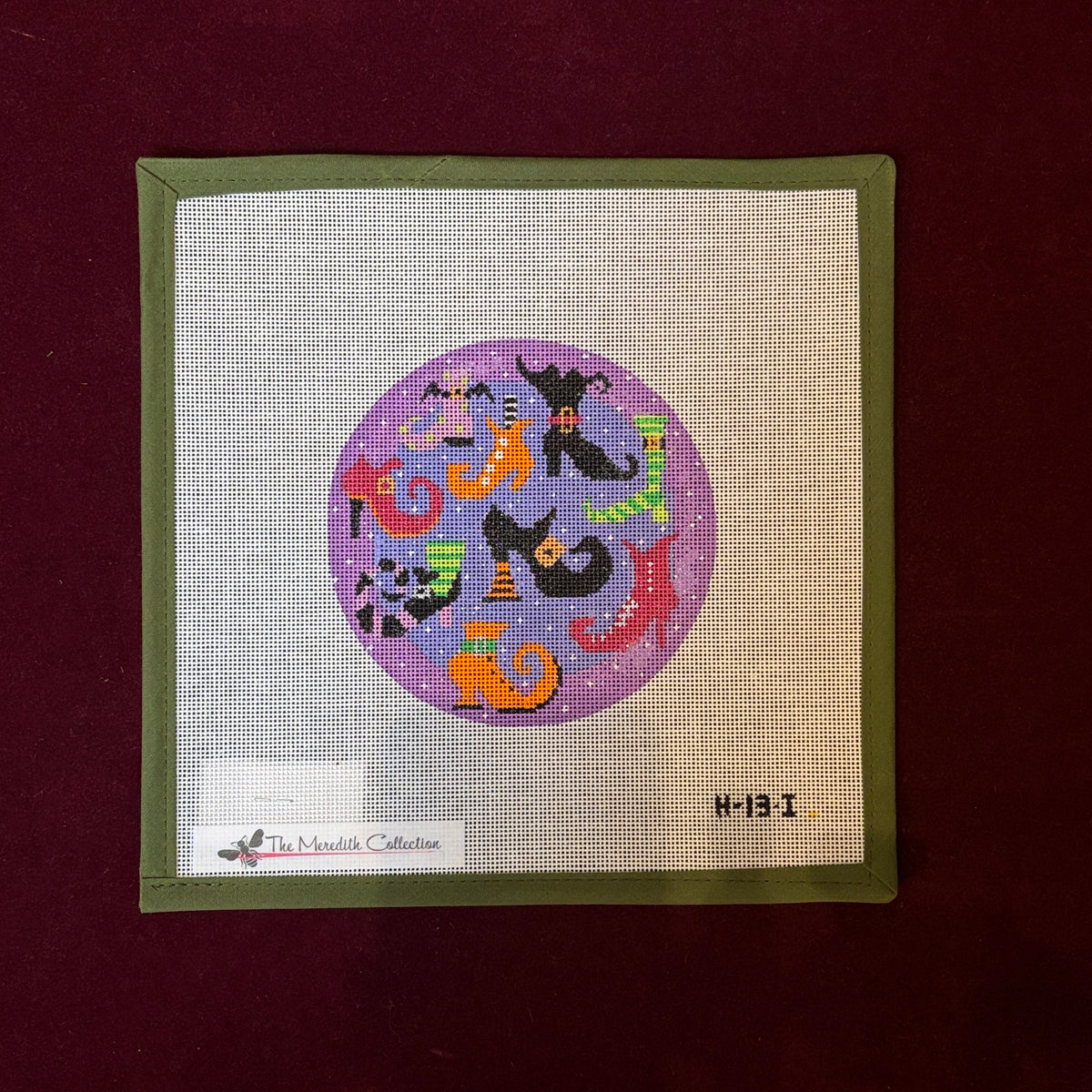 Nine Colorful Witch Boots-Needlepoint Canvas-The Meredith Collection-The Pepper Pot Barrington, IL