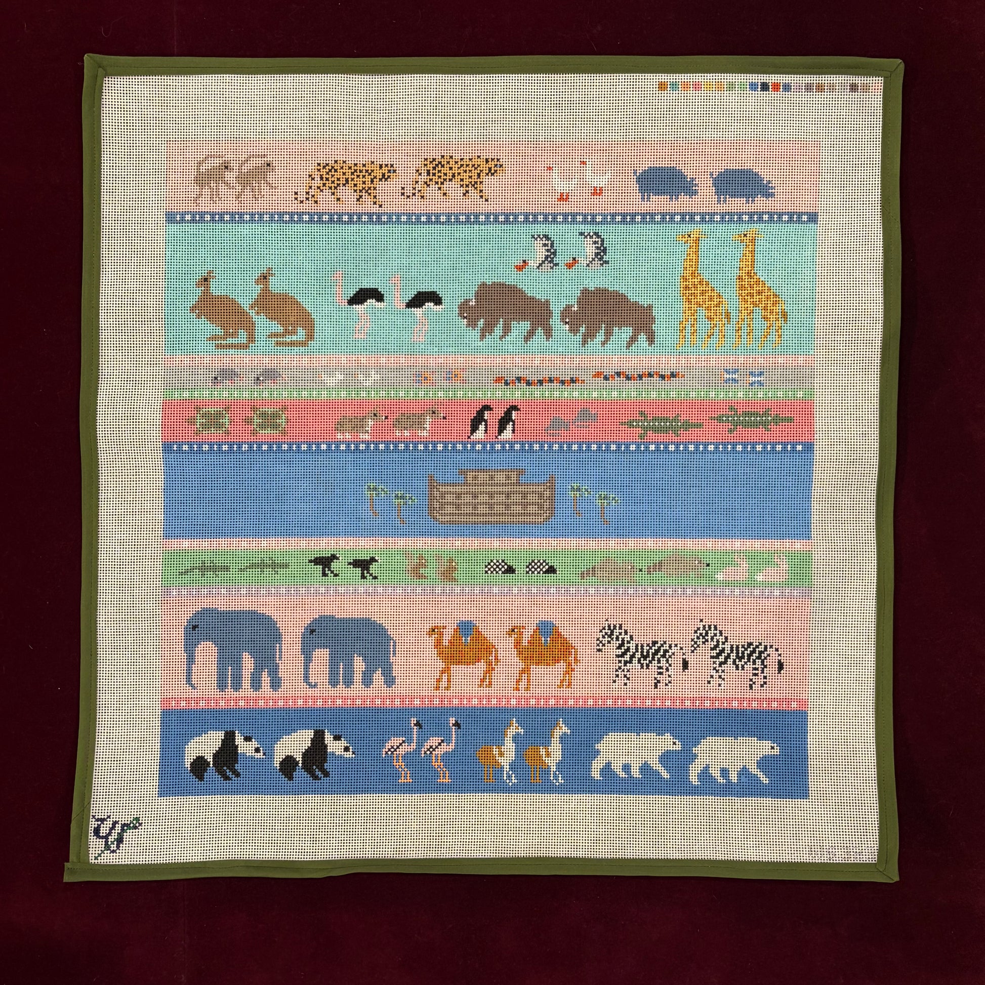Noah's Ark Two by Two-Canvas-Wipstitch-The Pepper Pot