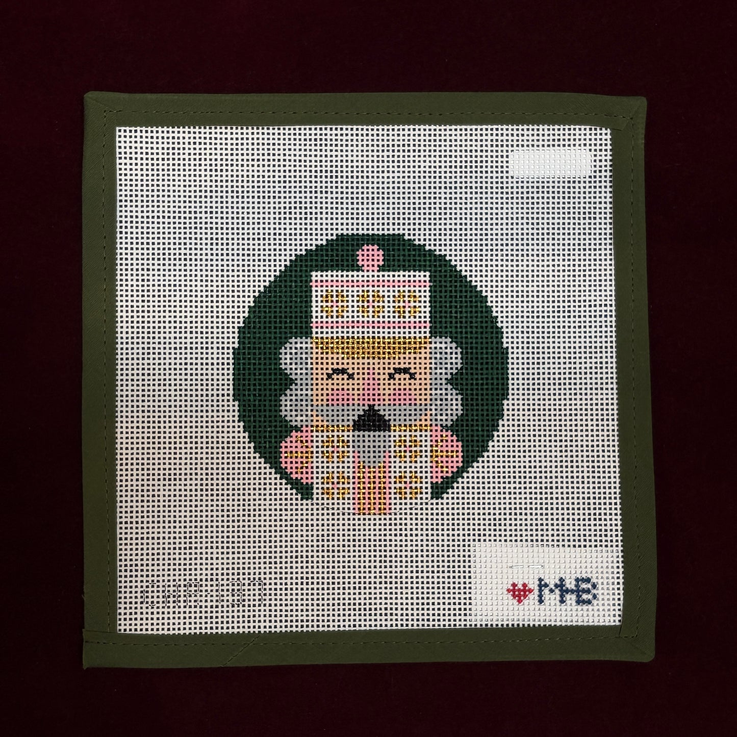 Nutcracker Elliot Round-Needlepoint Canvas-Love MHB-The Pepper Pot Barrington, IL