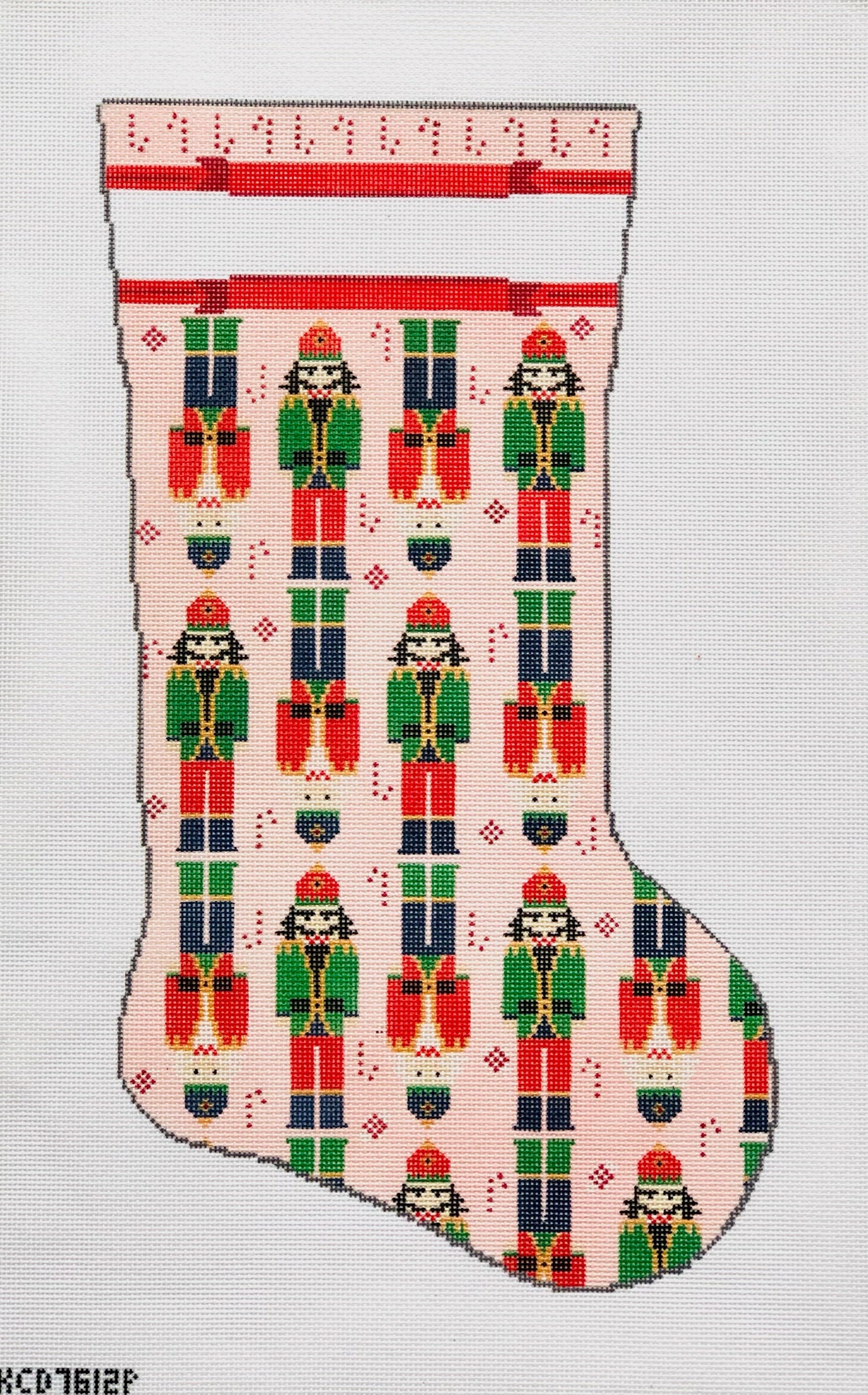 Nutcracker Stocking on Pink Stocking August Trunk Show-Needlepoint Canvas-KCN Designers-The Pepper Pot Barrington, IL