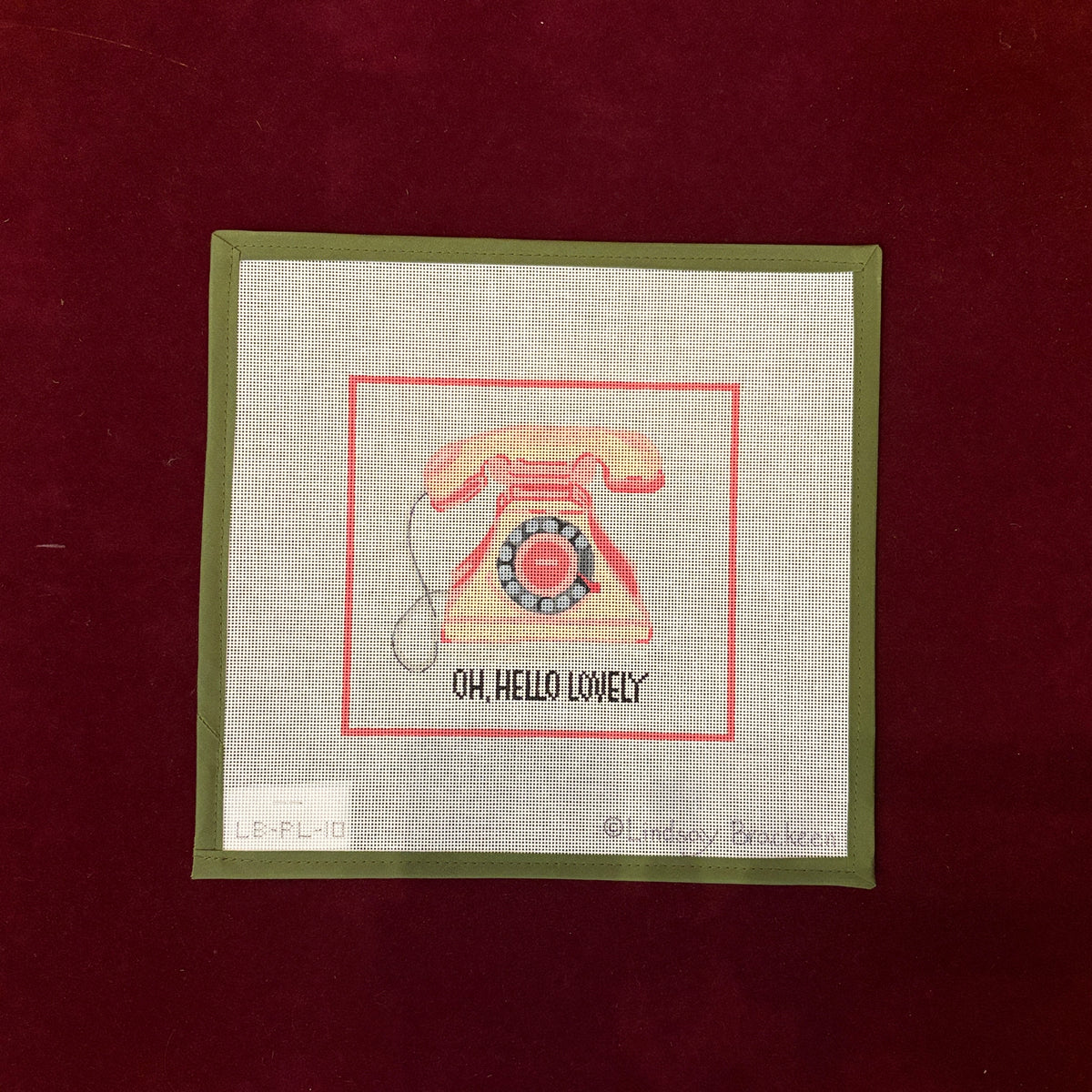 Oh, Hello Lovely Retro Pink Telephone-Needlepoint Canvas-Kate Dickerson-The Pepper Pot Barrington, IL