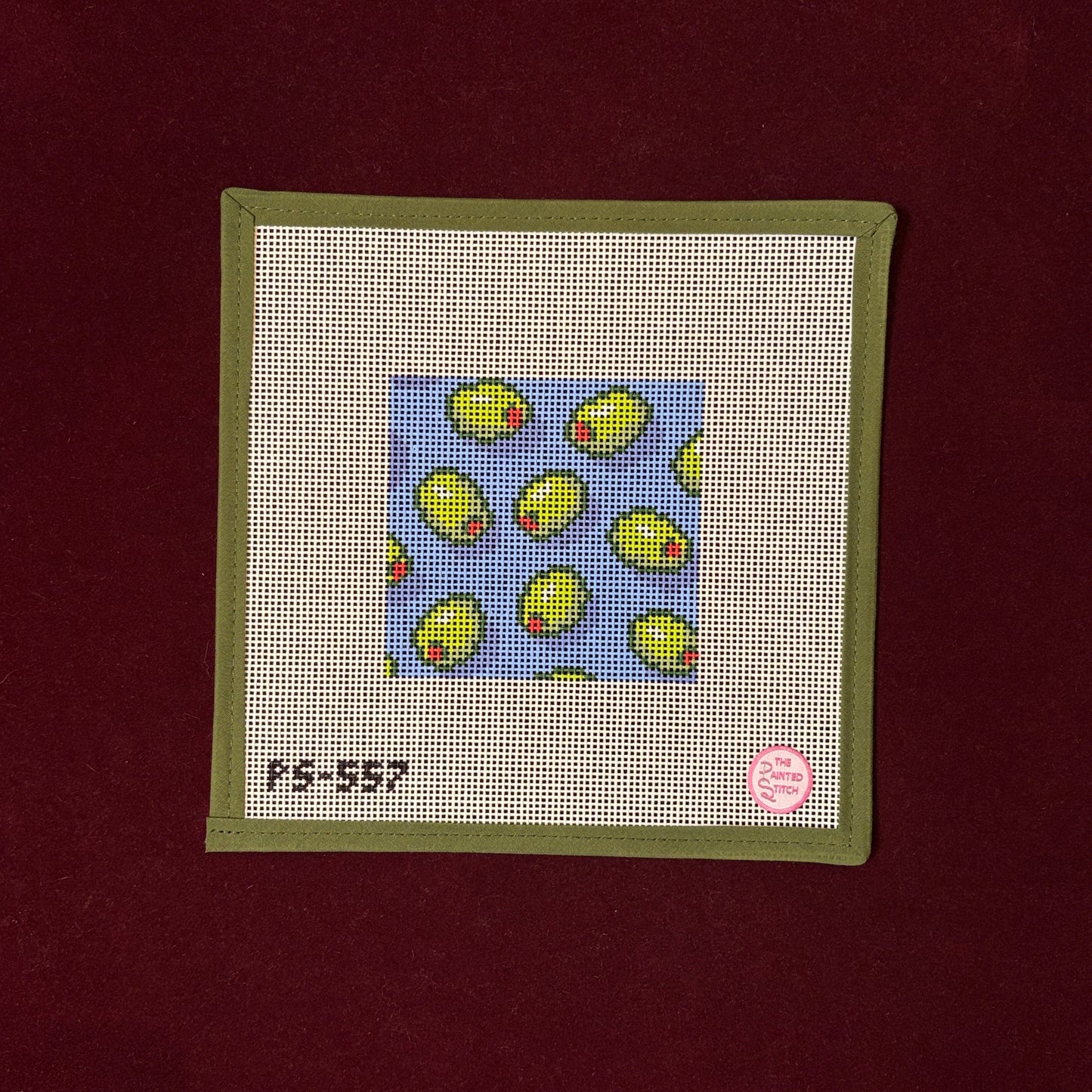 Olive Coaster-Needlepoint Canvas-Painted Stitch-The Pepper Pot Barrington, IL