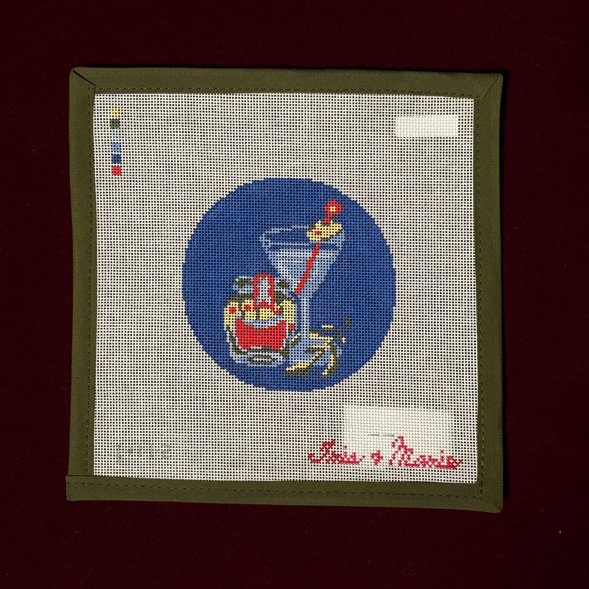 Olive Jar Martini-Needlepoint Canvas-Morgan Julia Designs-The Pepper Pot Barrington, IL