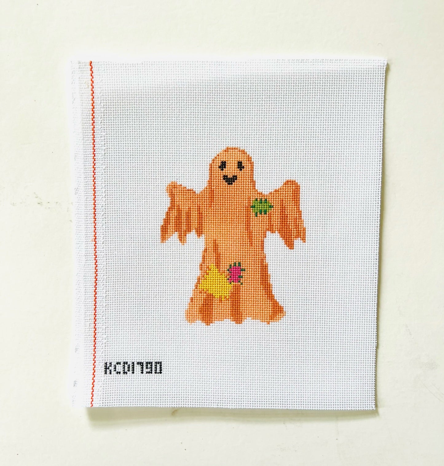 Orange Groovy Ghost Canvas August Trunk Show-Needlepoint Canvas-KCN Designers-The Pepper Pot Barrington, IL