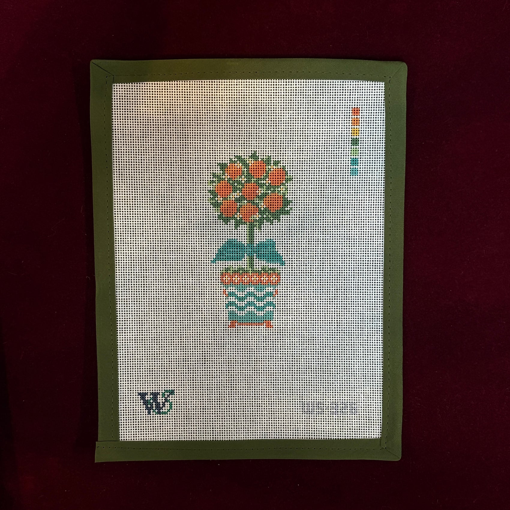 Orange Topiary-Needlepoint Canvas-Wipstitch-The Pepper Pot Barrington, IL