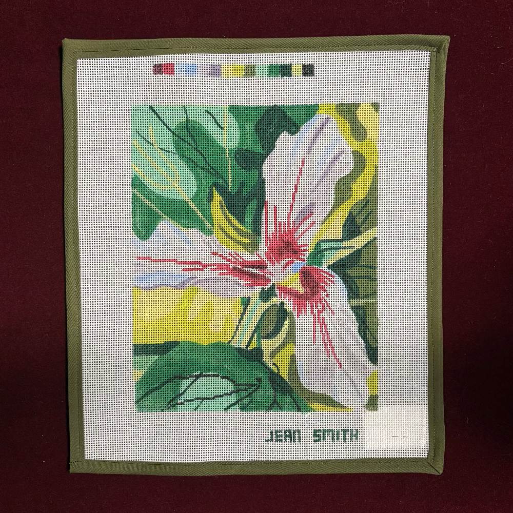Painted Trillium-Needlepoint Canvas-Jean Smith-The Pepper Pot Barrington, IL