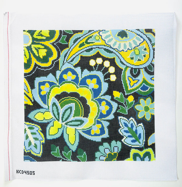 Paisley Floral Blue August Trunk Show-Needlepoint Canvas-KCN Designers-The Pepper Pot Barrington, IL