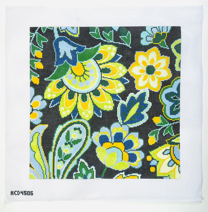 Paisley Floral Green August Trunk Show-Needlepoint Canvas-KCN Designers-The Pepper Pot Barrington, IL