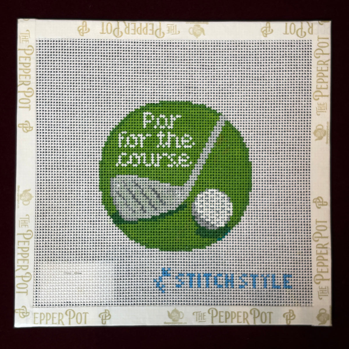 Par for the Course-Needlepoint Canvas-Stitch Style-The Pepper Pot Barrington, IL