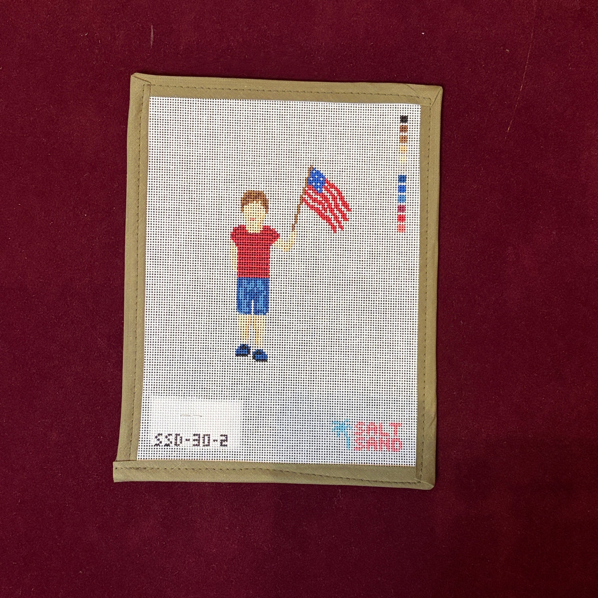 Parade Kids Boy-Needlepoint Canvas-Salt + Sand Designs-Light Brown-The Pepper Pot Barrington, IL