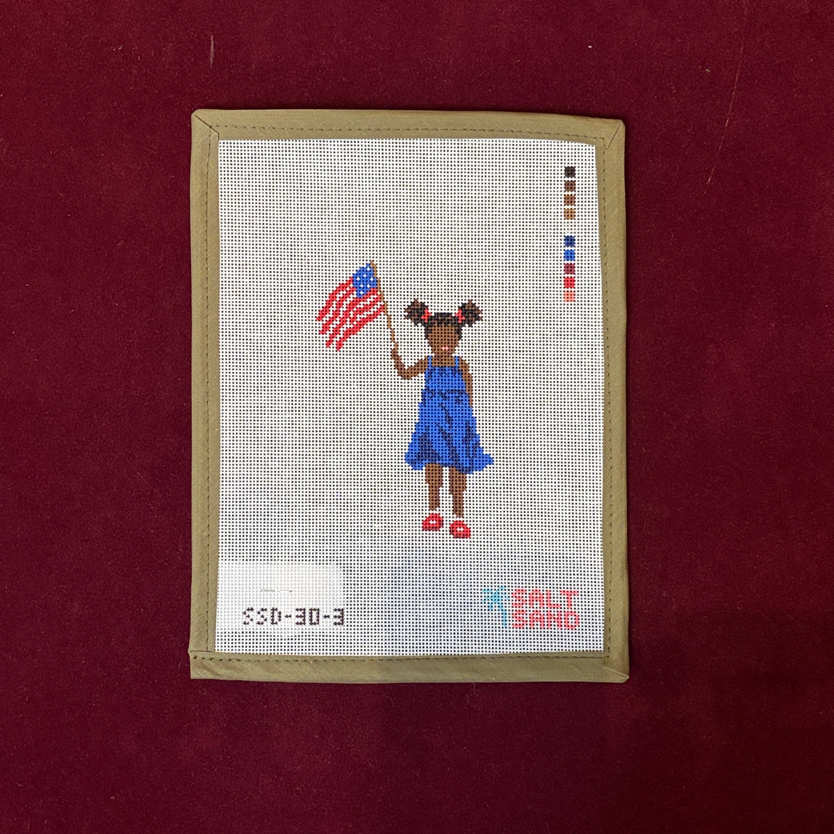 Parade Kids Girl-Needlepoint Canvas-Salt + Sand Designs-Brown-The Pepper Pot Barrington, IL