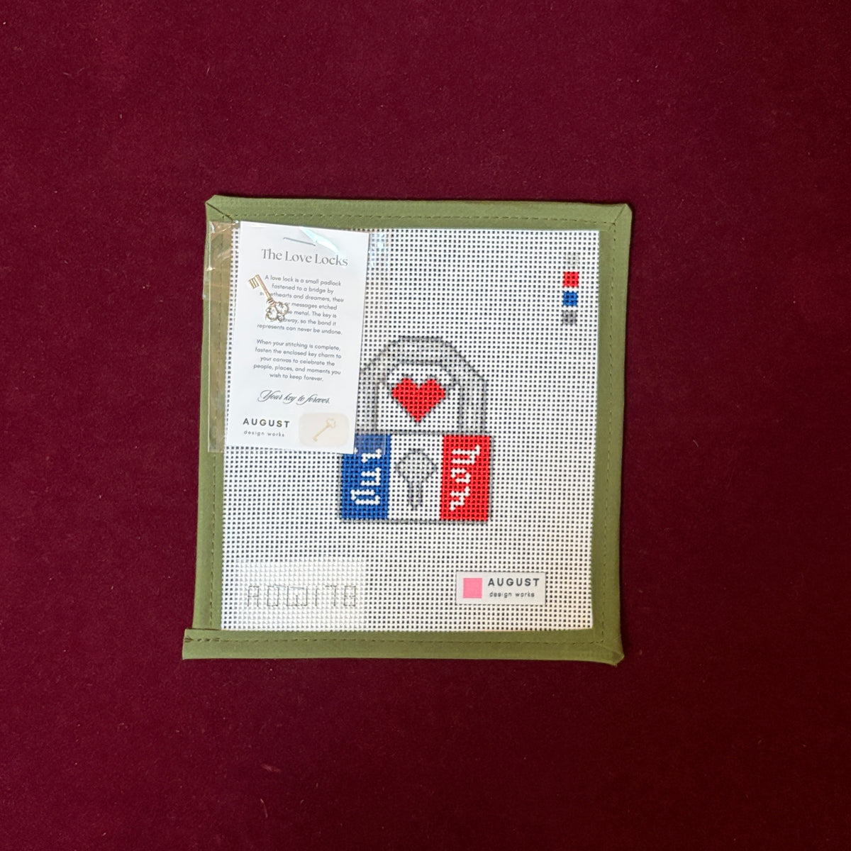 Paris Love Lock-Needlepoint Canvas-August Design Works-The Pepper Pot Barrington, IL