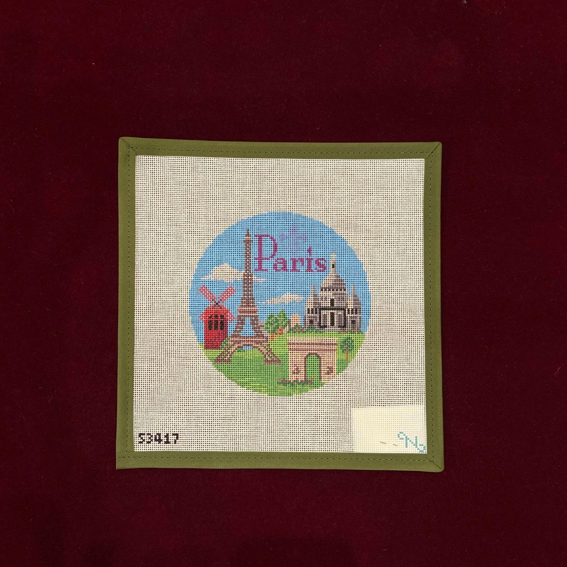 Paris Round-Needlepoint Canvas-Needlepaint-The Pepper Pot Barrington, IL