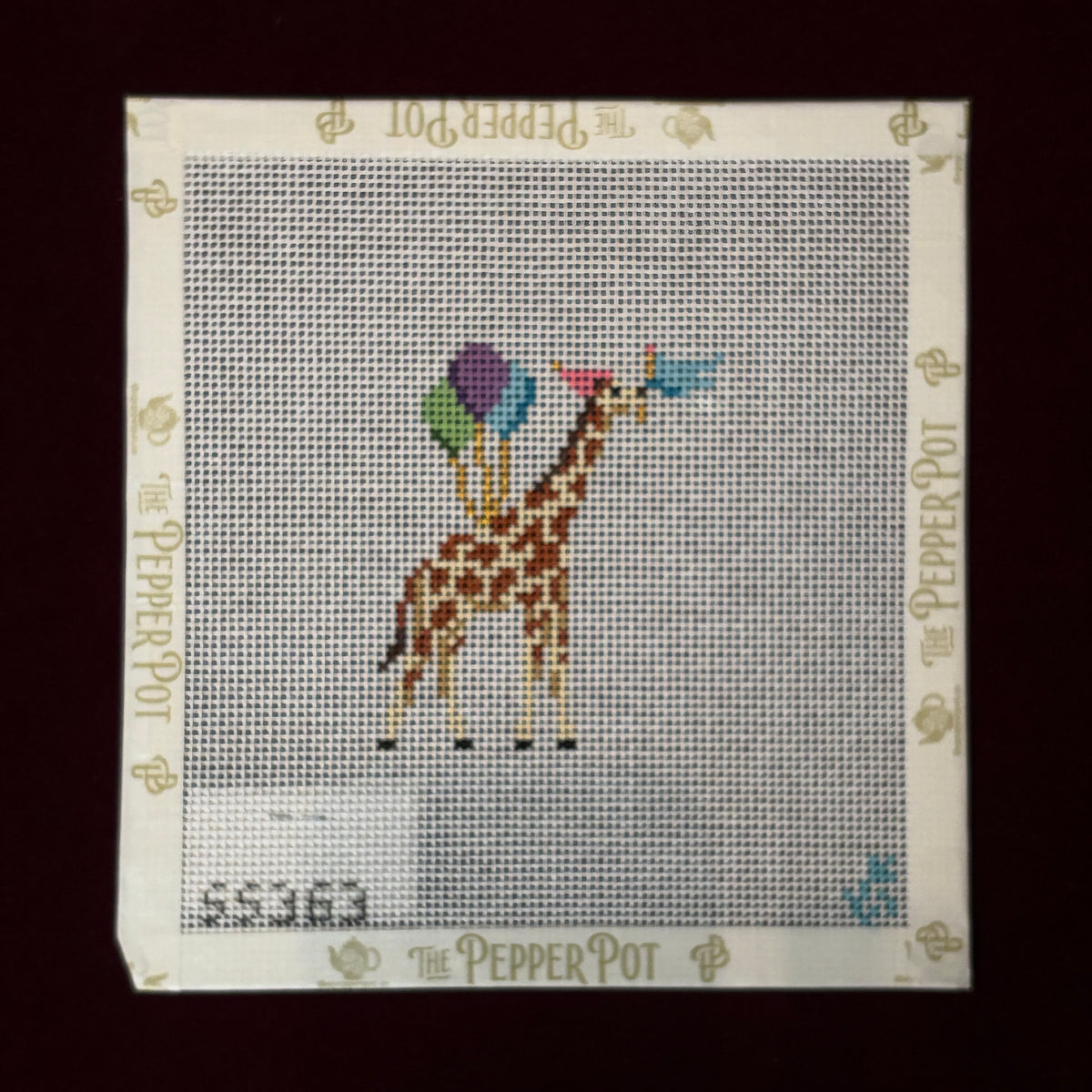 Party Animal, Giraffe 13 Mesh-Needlepoint Canvas-Stitch Style-The Pepper Pot Barrington, IL