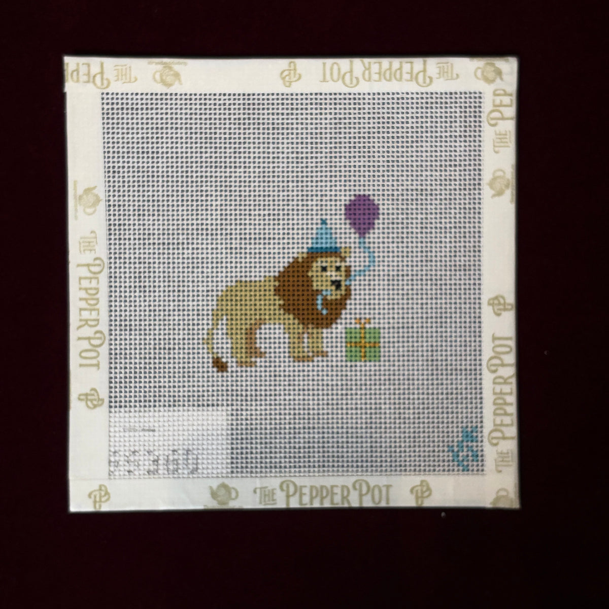 Party Animal, Lion 13 Mesh-Needlepoint Canvas-Stitch Style-The Pepper Pot Barrington, IL