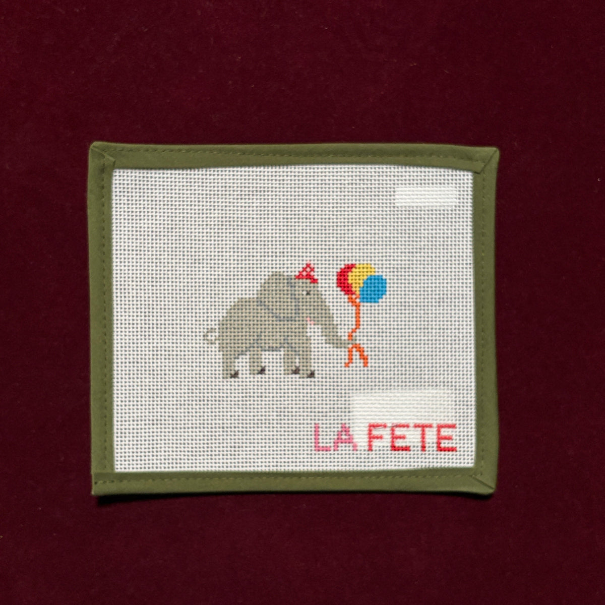 Party Animals- Elephant-Needlepoint Canvas-La Fete-The Pepper Pot Barrington, IL