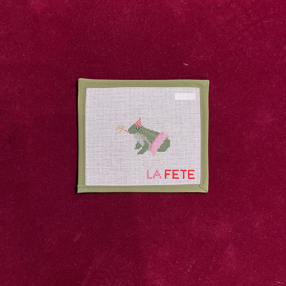 Party Animals- Frog-Needlepoint Canvas-La Fete-The Pepper Pot Barrington, IL