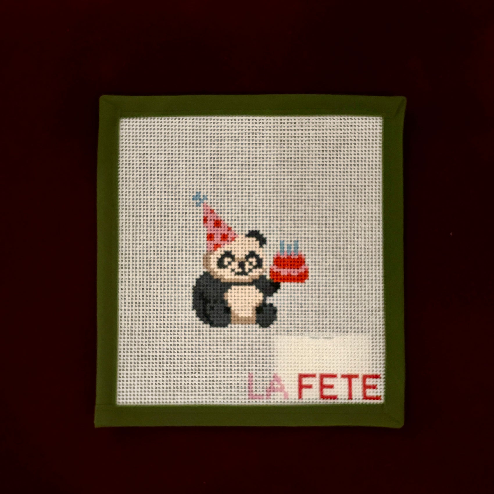 Party Animals- Panda-Needlepoint Canvas-La Fete-The Pepper Pot Barrington, IL