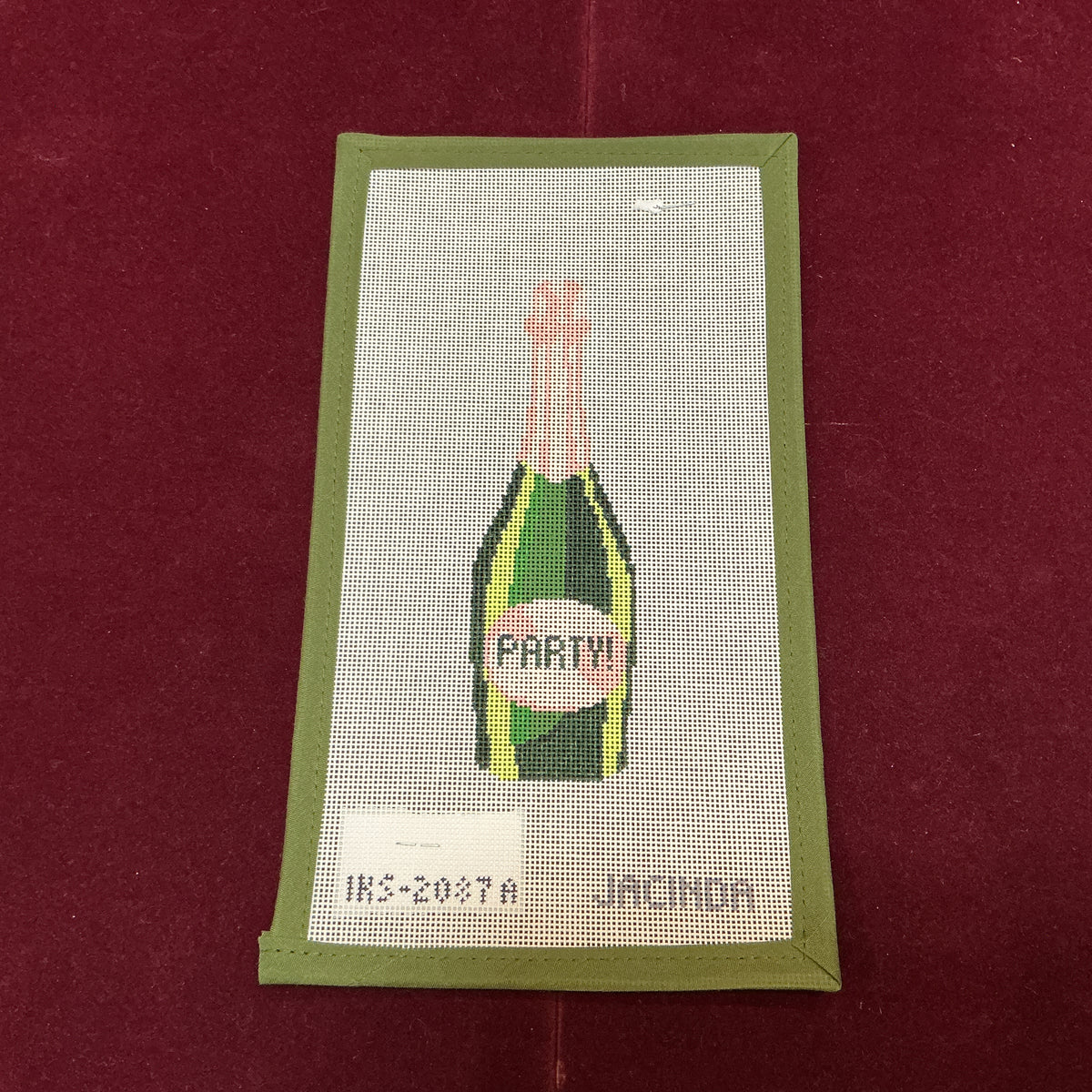 Party Champagne Ornament-Needlepoint Canvas-Initial K Studio-The Pepper Pot Barrington, IL