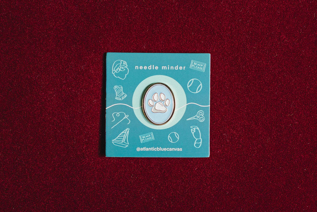 Paw Print Cameo Needle Minder-Needle Minder-Atlantic Blue Canvas-The Pepper Pot