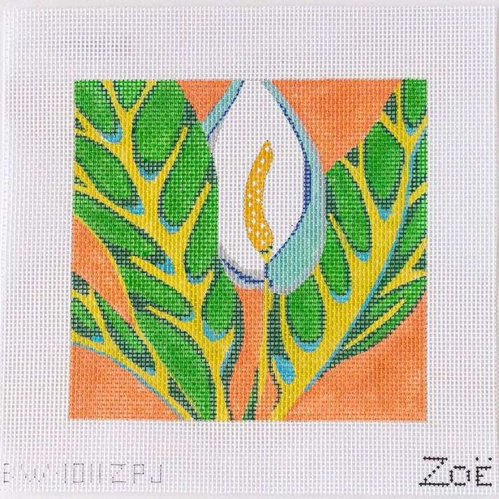 Peace Lily Kit-Needlepoint Canvas-Blue Waters Needlepoint-The Pepper Pot Barrington, IL