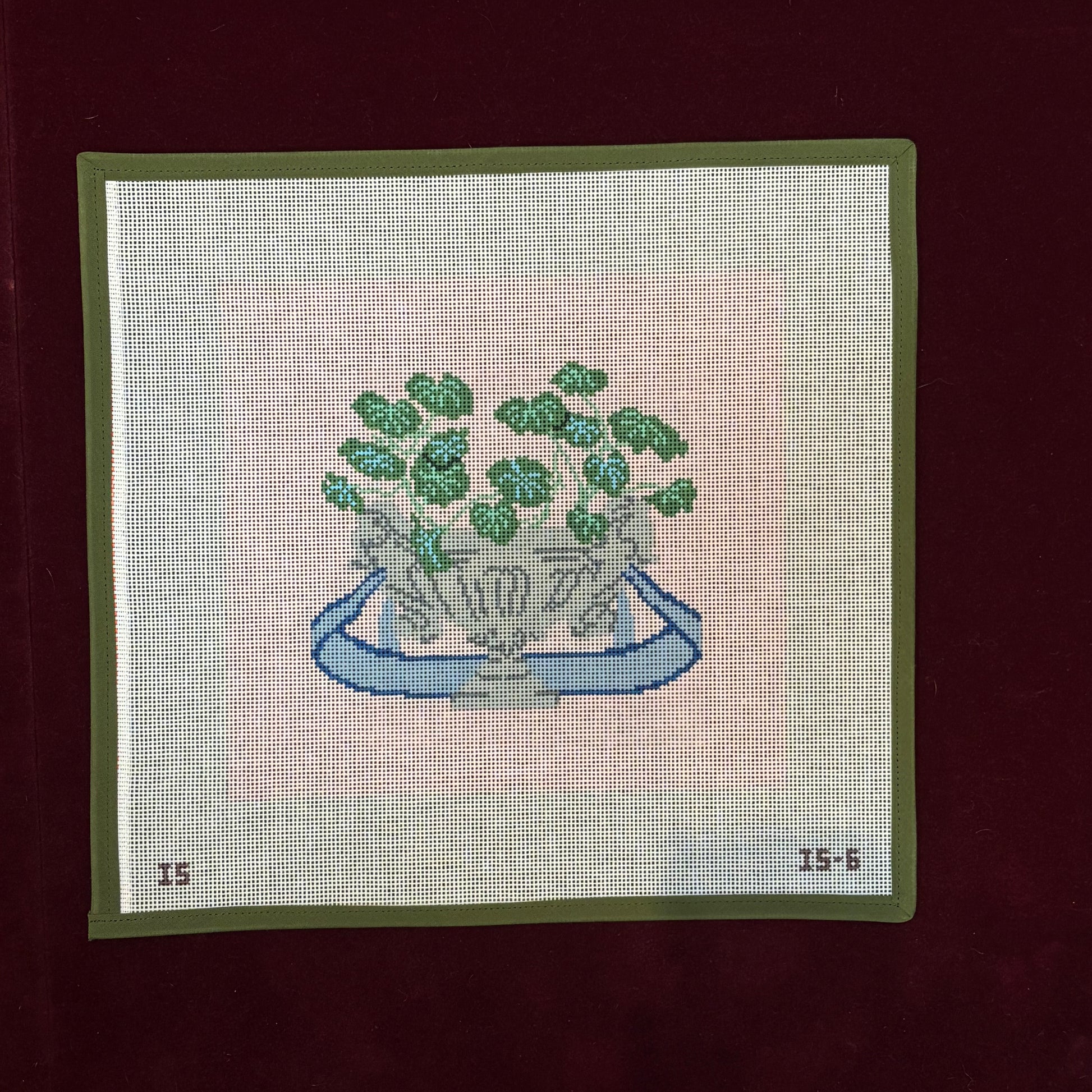 Pelagoniums-Canvas-Plum Stitchery-The Pepper Pot