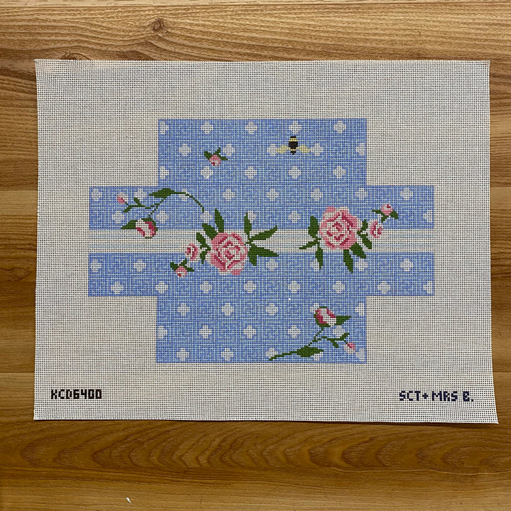 Peonies on Kristin Brick Cover August Trunk Show-Needlepoint Canvas-KCN Designers-The Pepper Pot Barrington, IL