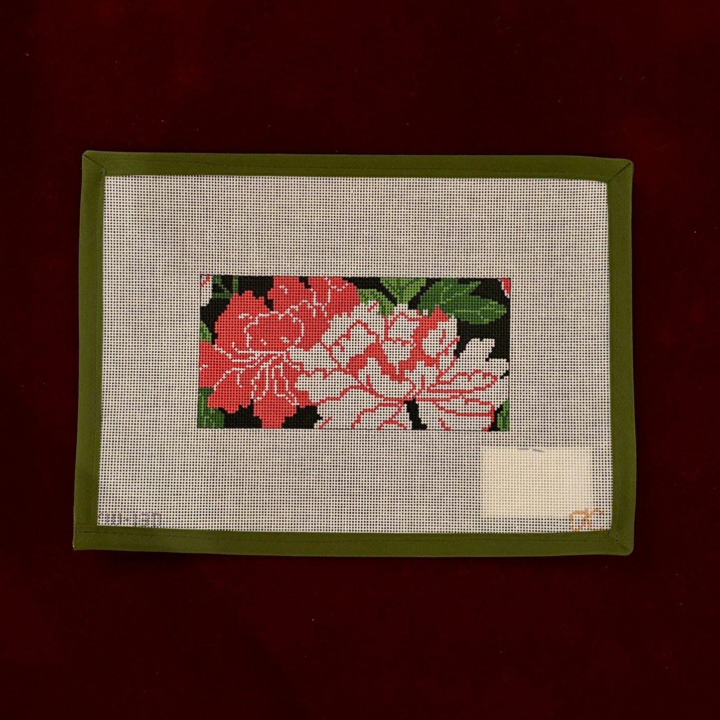 Peony Insert-Needlepoint Canvas-The Gingham Stitchery-The Pepper Pot Barrington, IL