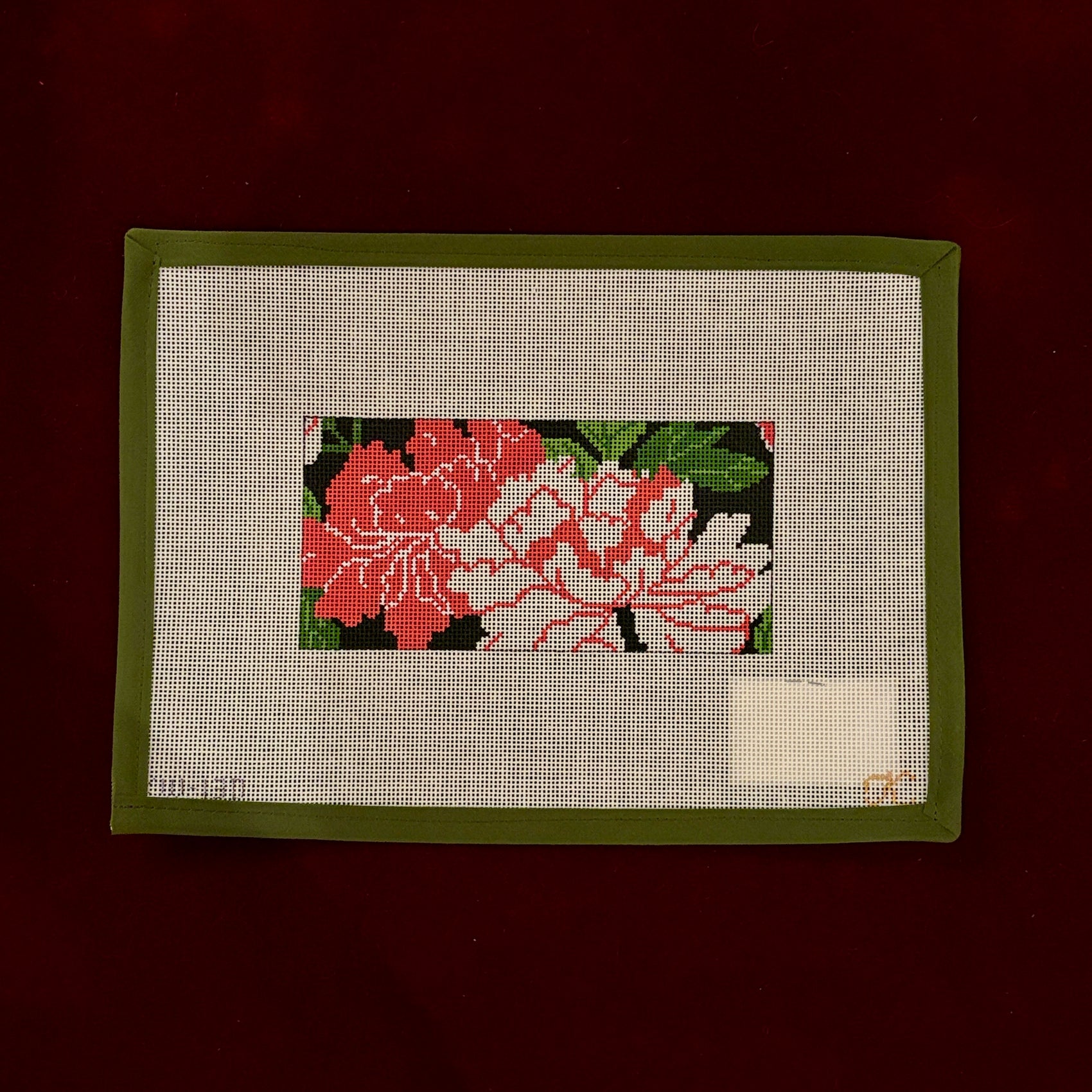 Peony Insert-Needlepoint Canvas-The Gingham Stitchery-The Pepper Pot Barrington, IL