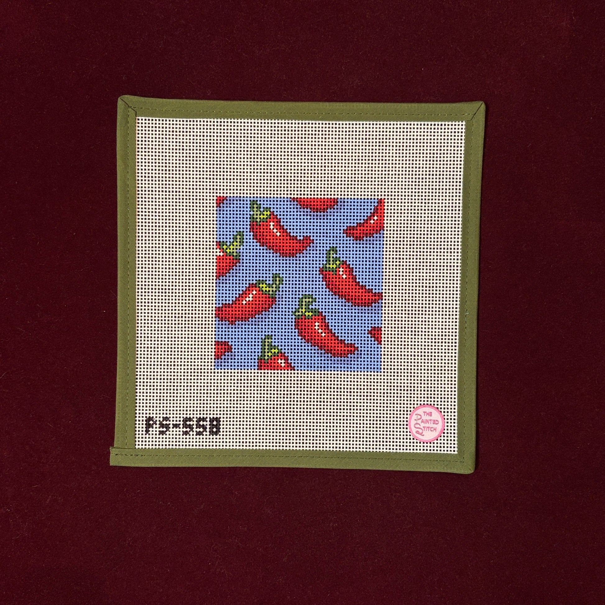 Pepper Coaster-Needlepoint Canvas-Painted Stitch-The Pepper Pot Barrington, IL