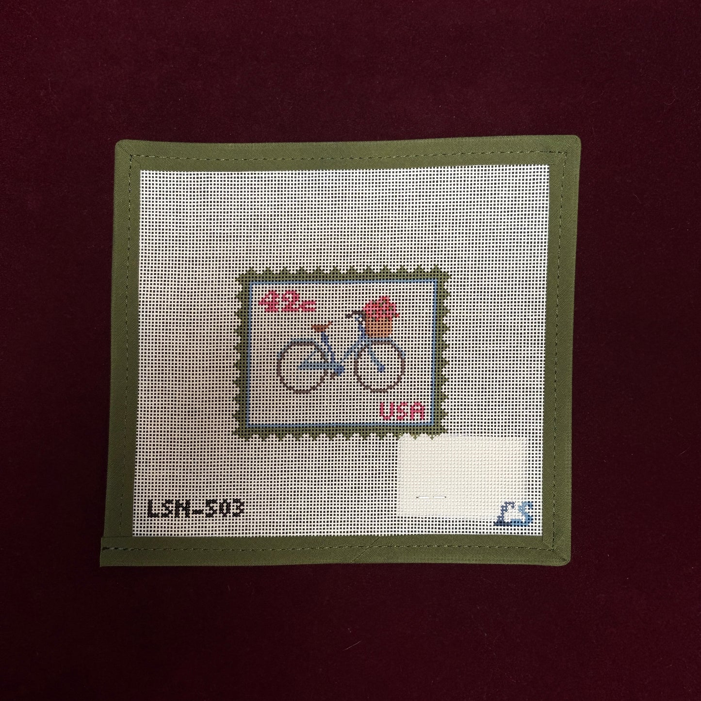 Petals and Pedals Postage Stamp-Needlepoint Canvas-Lake Shore Needlepoint-The Pepper Pot Barrington, IL